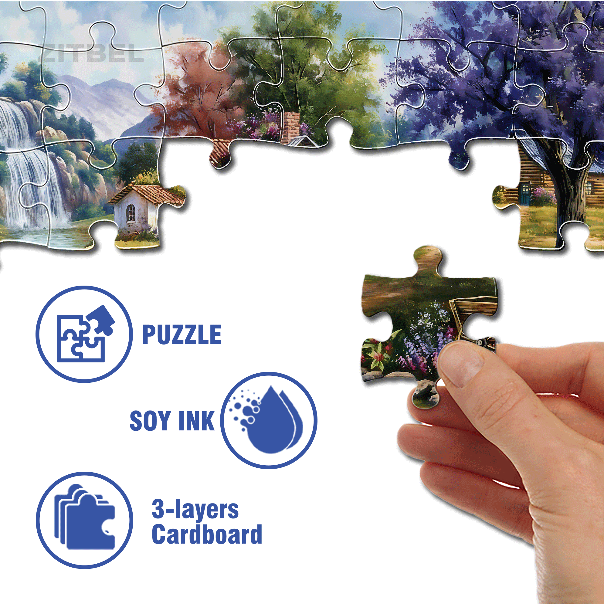 Adult House Under The Purple Tree 500pcs/1000pcs Jigsaw Puzzle, Scratch-Resistant, Interactive Family Game & Brain-Boosting DIY Decor, Perfect for Halloween, Christmas & New Year Gifts, Family Puzzle Game