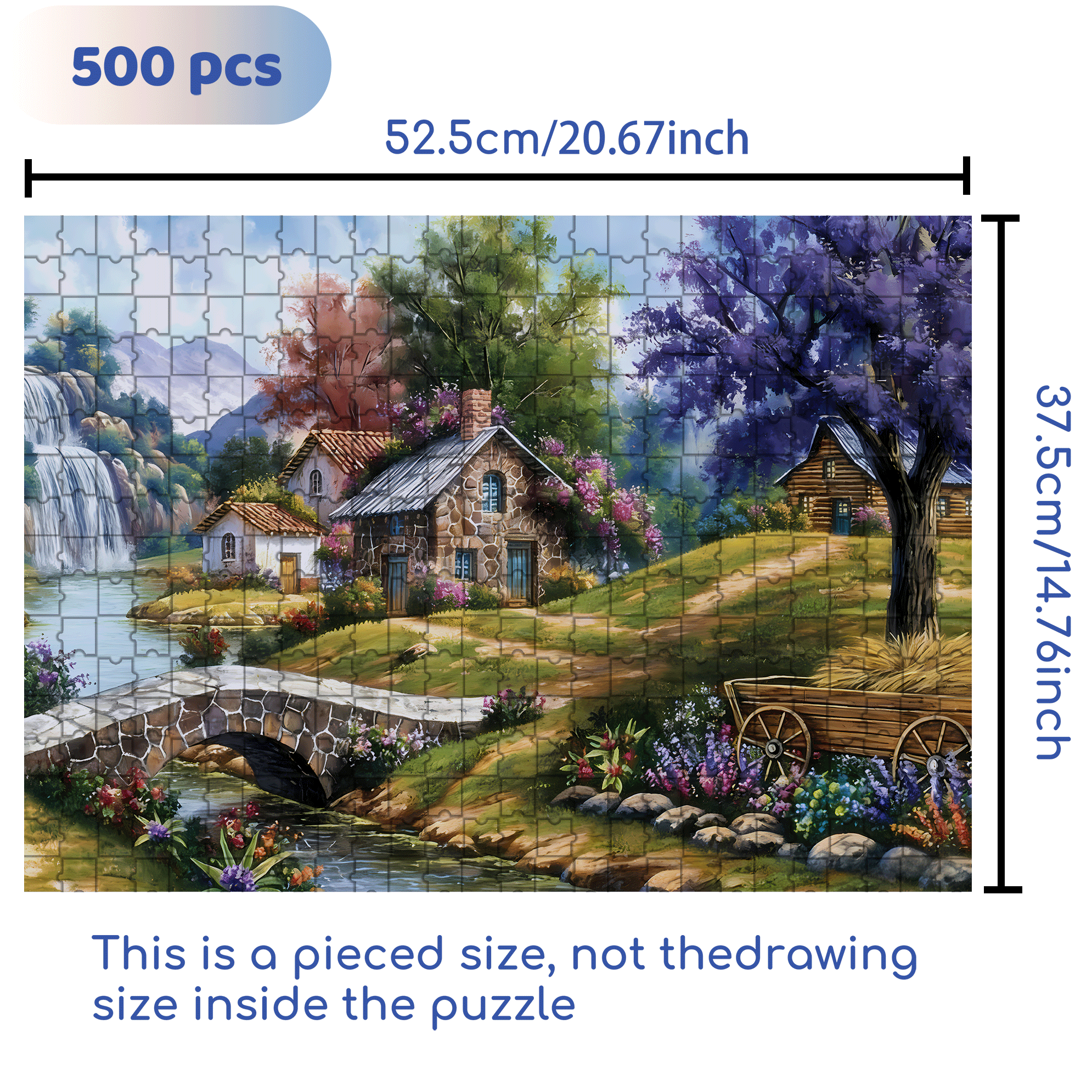 Adult House Under The Purple Tree 500pcs/1000pcs Jigsaw Puzzle, Scratch-Resistant, Interactive Family Game & Brain-Boosting DIY Decor, Perfect for Halloween, Christmas & New Year Gifts, Family Puzzle Game