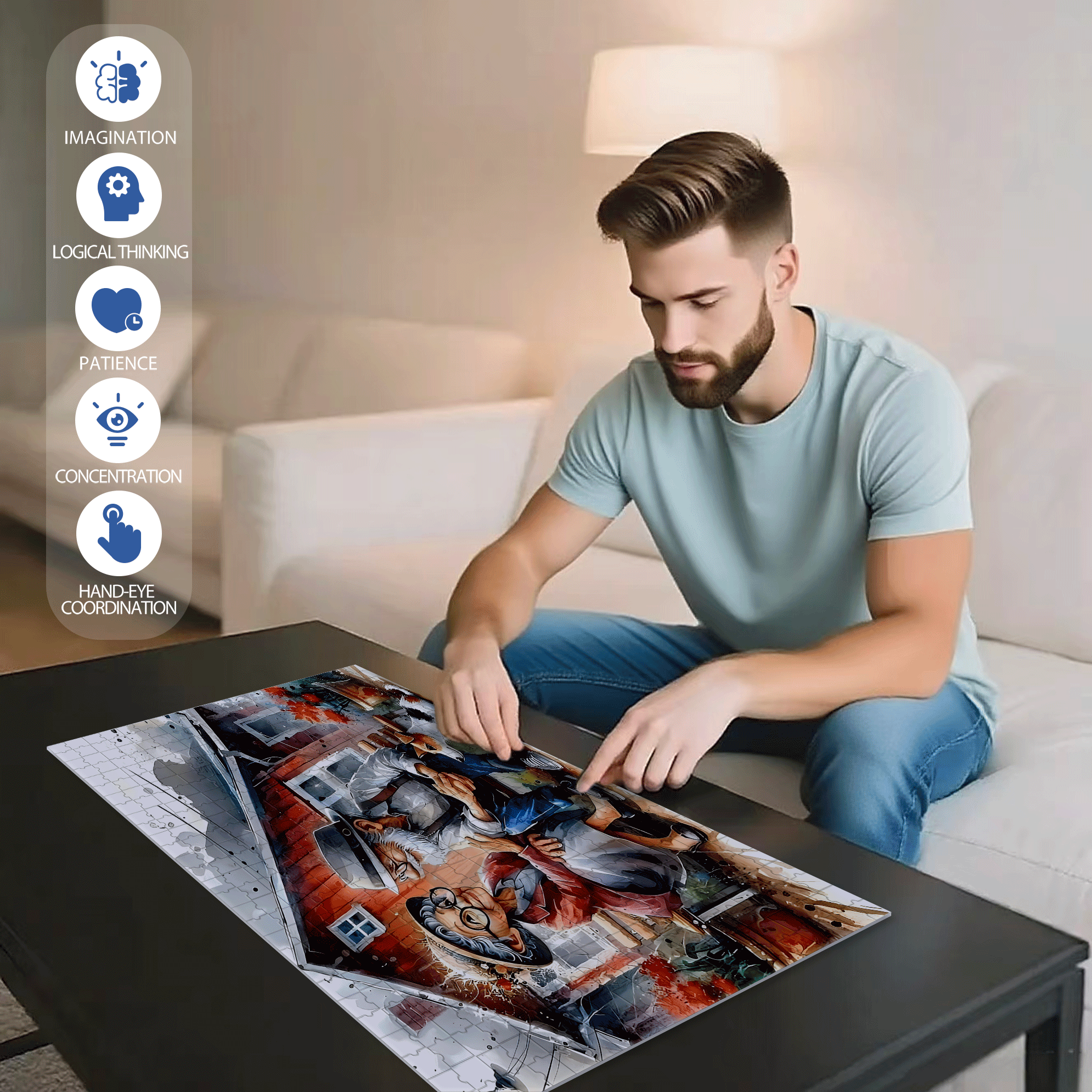 Affectionate 500pcs/1000pcs Jigsaw Puzzle, Scratch-Resistant, Interactive Family Game & Brain-Boosting DIY Decor, Perfect for Halloween, Christmas & New Year Gifts, Family Puzzle Game