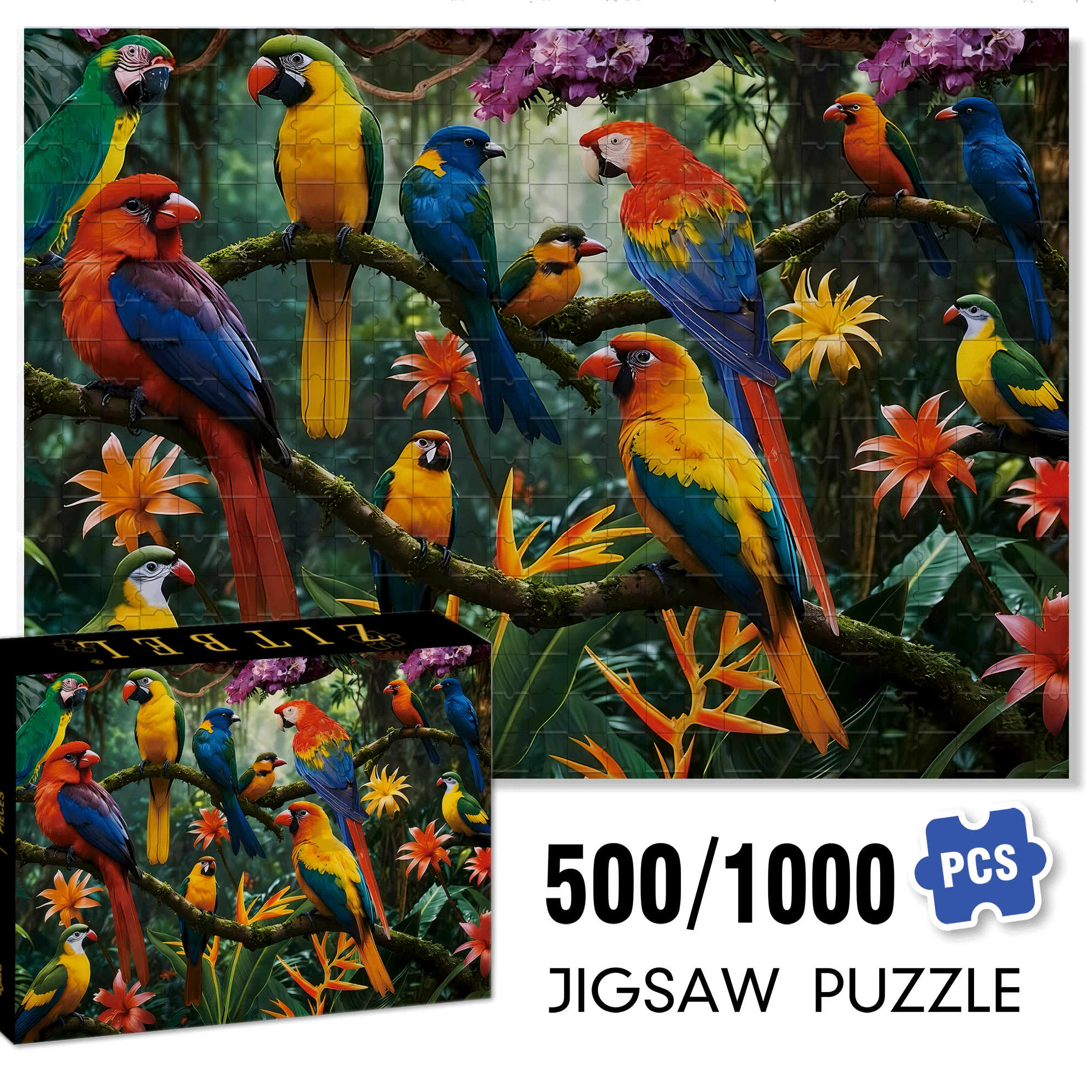 Amazon Rainforest 500pcs/1000pcs Jigsaw Puzzle, Scratch-Resistant, Interactive Family Game & Brain-Boosting DIY Decor, Perfect for Halloween, Christmas & New Year Gifts, Family Puzzle Game