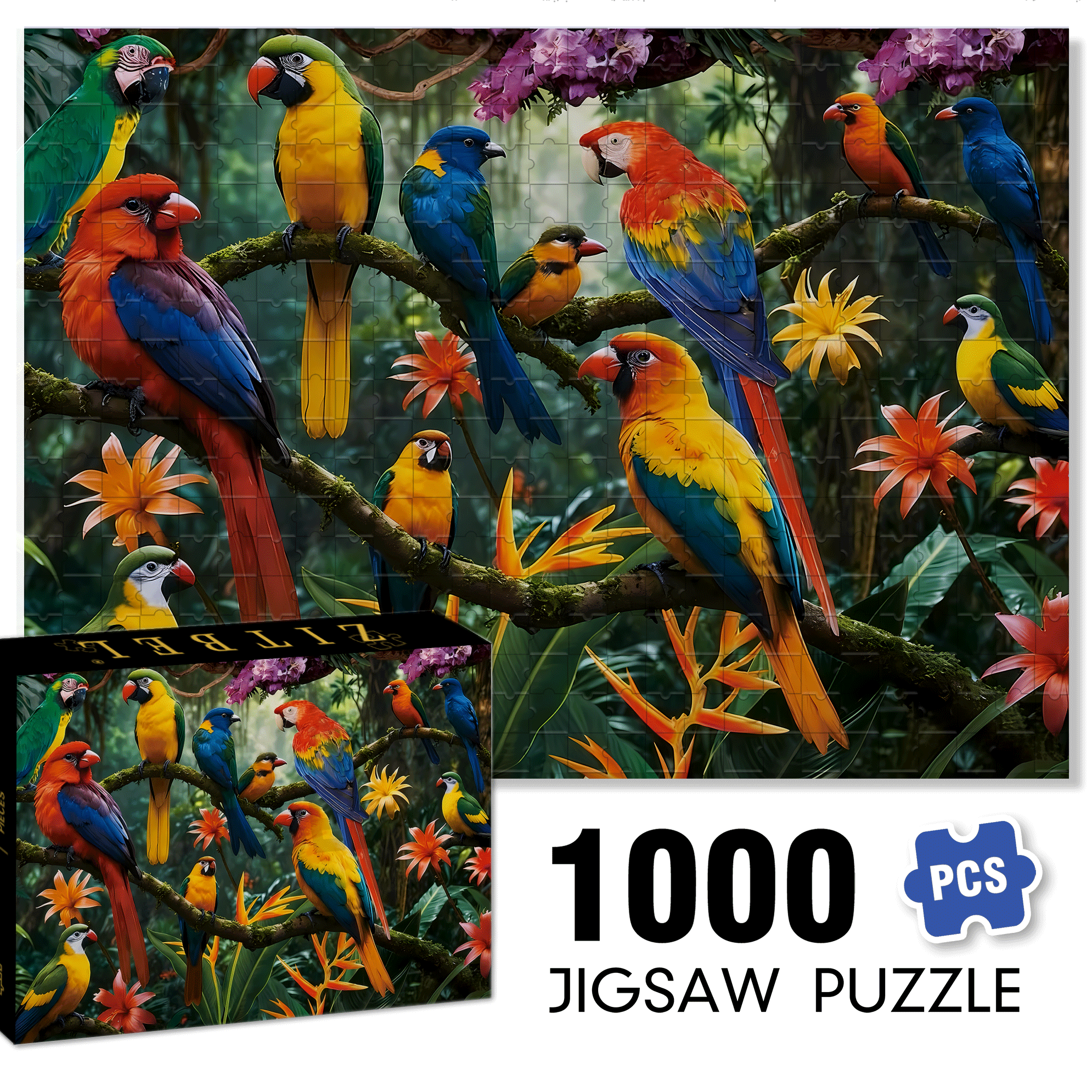 Amazon Rainforest 500pcs/1000pcs Jigsaw Puzzle, Scratch-Resistant, Interactive Family Game & Brain-Boosting DIY Decor, Perfect for Halloween, Christmas & New Year Gifts, Family Puzzle Game
