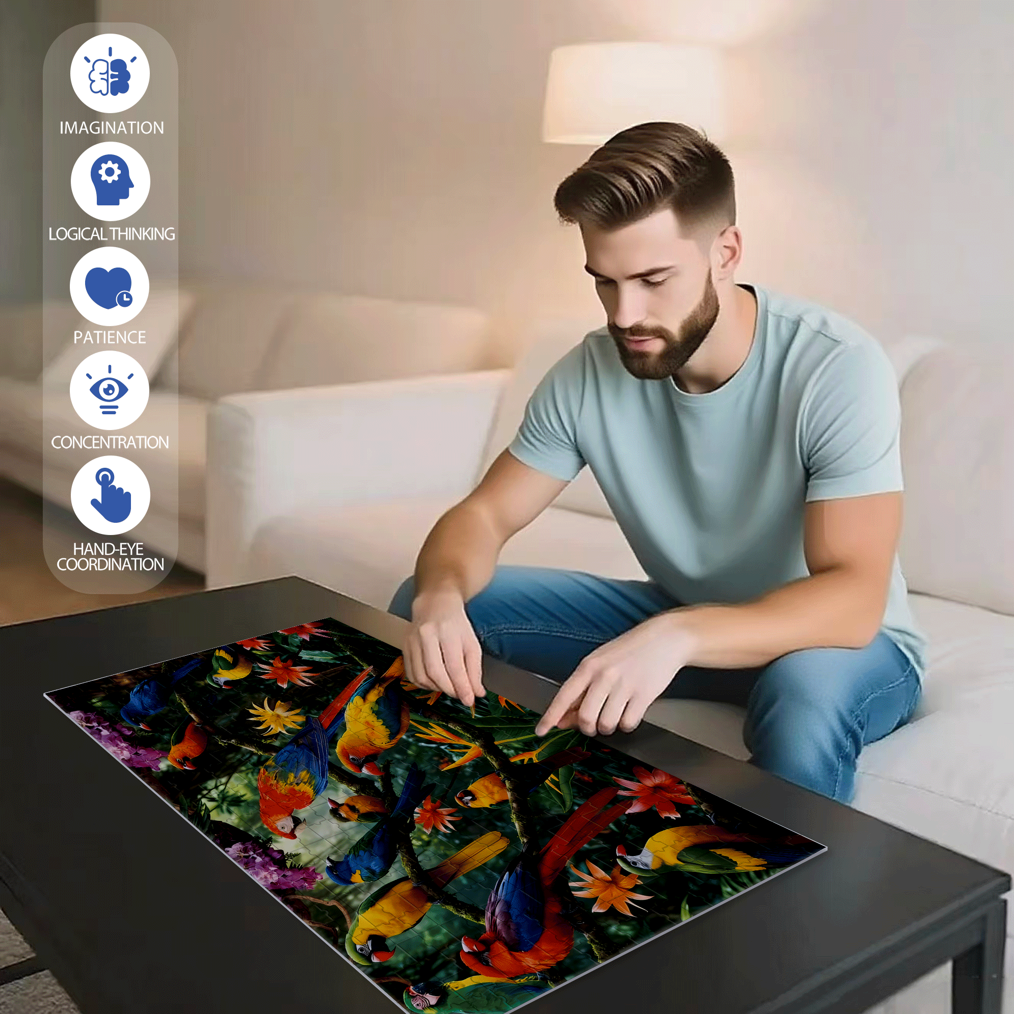 Amazon Rainforest 500pcs/1000pcs Jigsaw Puzzle, Scratch-Resistant, Interactive Family Game & Brain-Boosting DIY Decor, Perfect for Halloween, Christmas & New Year Gifts, Family Puzzle Game