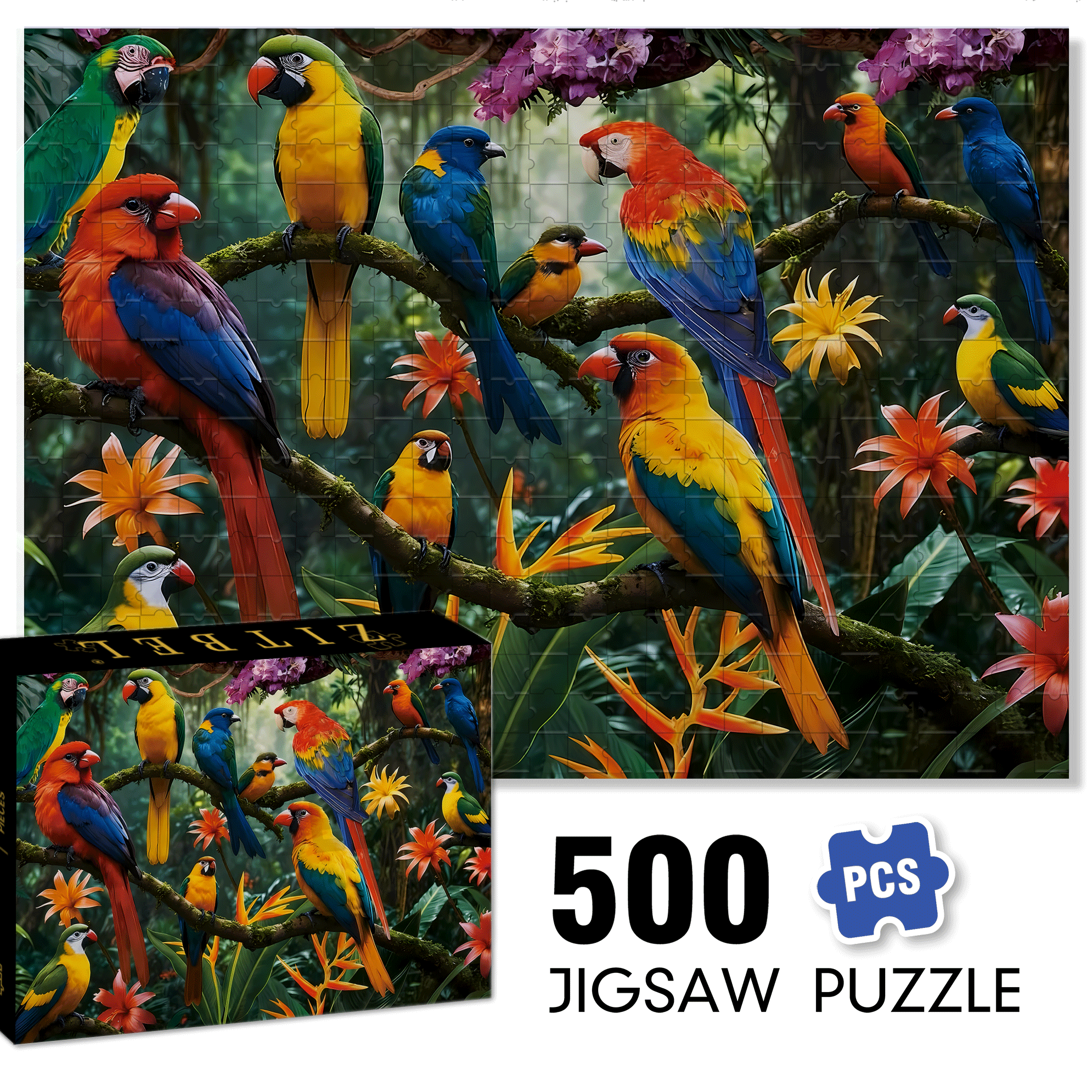Amazon Rainforest 500pcs/1000pcs Jigsaw Puzzle, Scratch-Resistant, Interactive Family Game & Brain-Boosting DIY Decor, Perfect for Halloween, Christmas & New Year Gifts, Family Puzzle Game