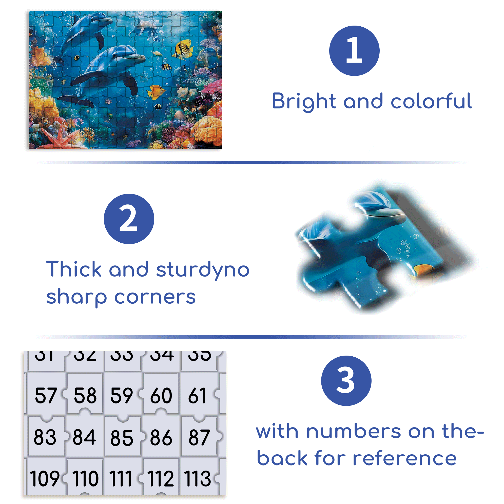 An Underwater Two Dolphins 500pcs/1000pcs Jigsaw Puzzle, Scratch-Resistant, Interactive Family Game & Brain-Boosting DIY Decor, Perfect for Halloween, Christmas & New Year Gifts, Family Puzzle Game