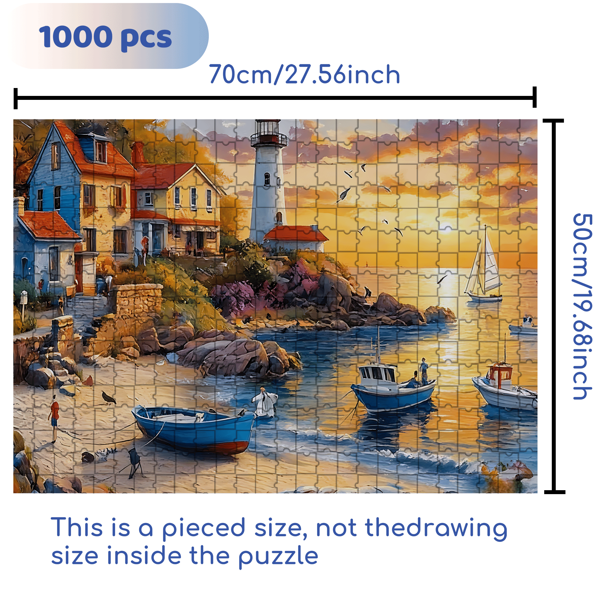 Beach Sunset 500pcs/1000pcs Jigsaw Puzzle, Scratch-Resistant, Interactive Family Game & Brain-Boosting DIY Decor, Perfect for Halloween, Christmas & New Year Gifts, Family Puzzle Game