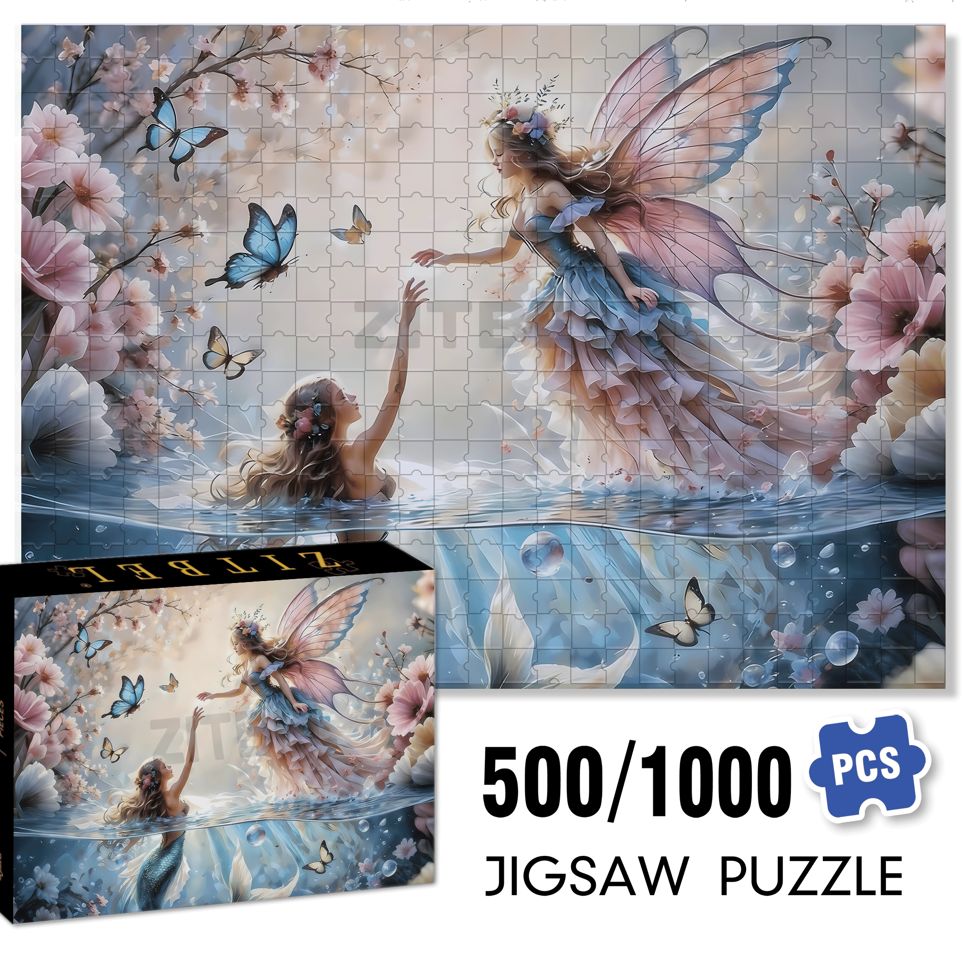 Birds & Fish 500pcs/1000pcs Jigsaw Puzzle, Scratch-Resistant, Interactive Family Game & Brain-Boosting DIY Decor, Perfect for Halloween, Christmas & New Year Gifts, Family Puzzle Game