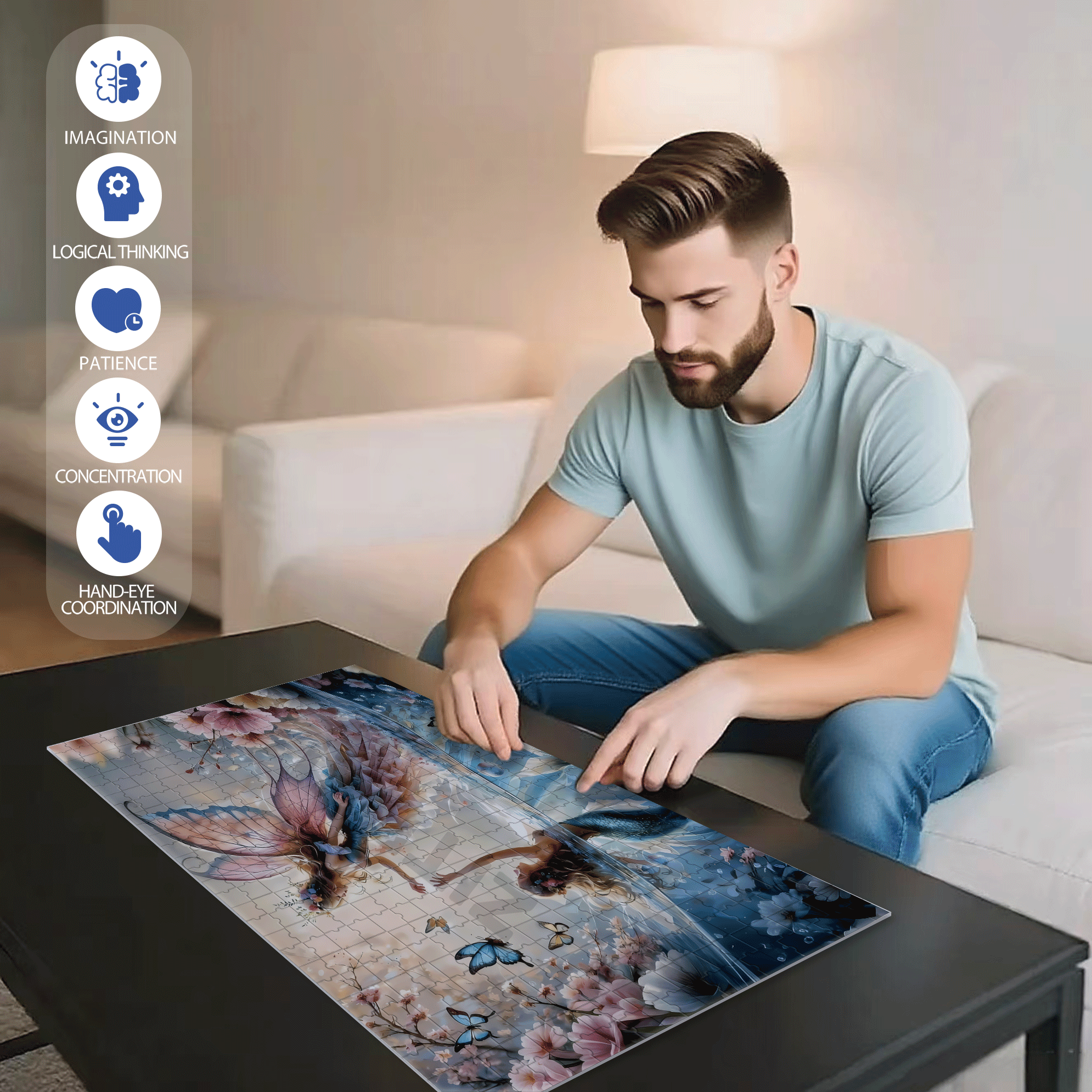 Birds & Fish 500pcs/1000pcs Jigsaw Puzzle, Scratch-Resistant, Interactive Family Game & Brain-Boosting DIY Decor, Perfect for Halloween, Christmas & New Year Gifts, Family Puzzle Game