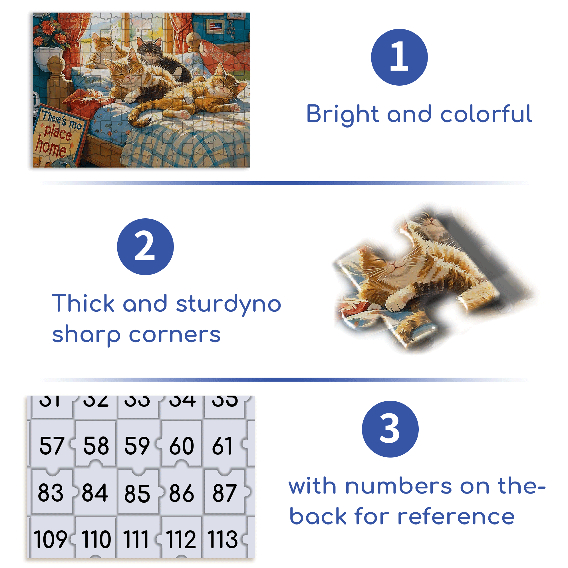 Cat on Bed 500pcs/1000pcs Jigsaw Puzzle, Scratch-Resistant, Interactive Family Game & Brain-Boosting DIY Decor, Perfect for Halloween, Christmas & New Year Gifts, Family Puzzle Game