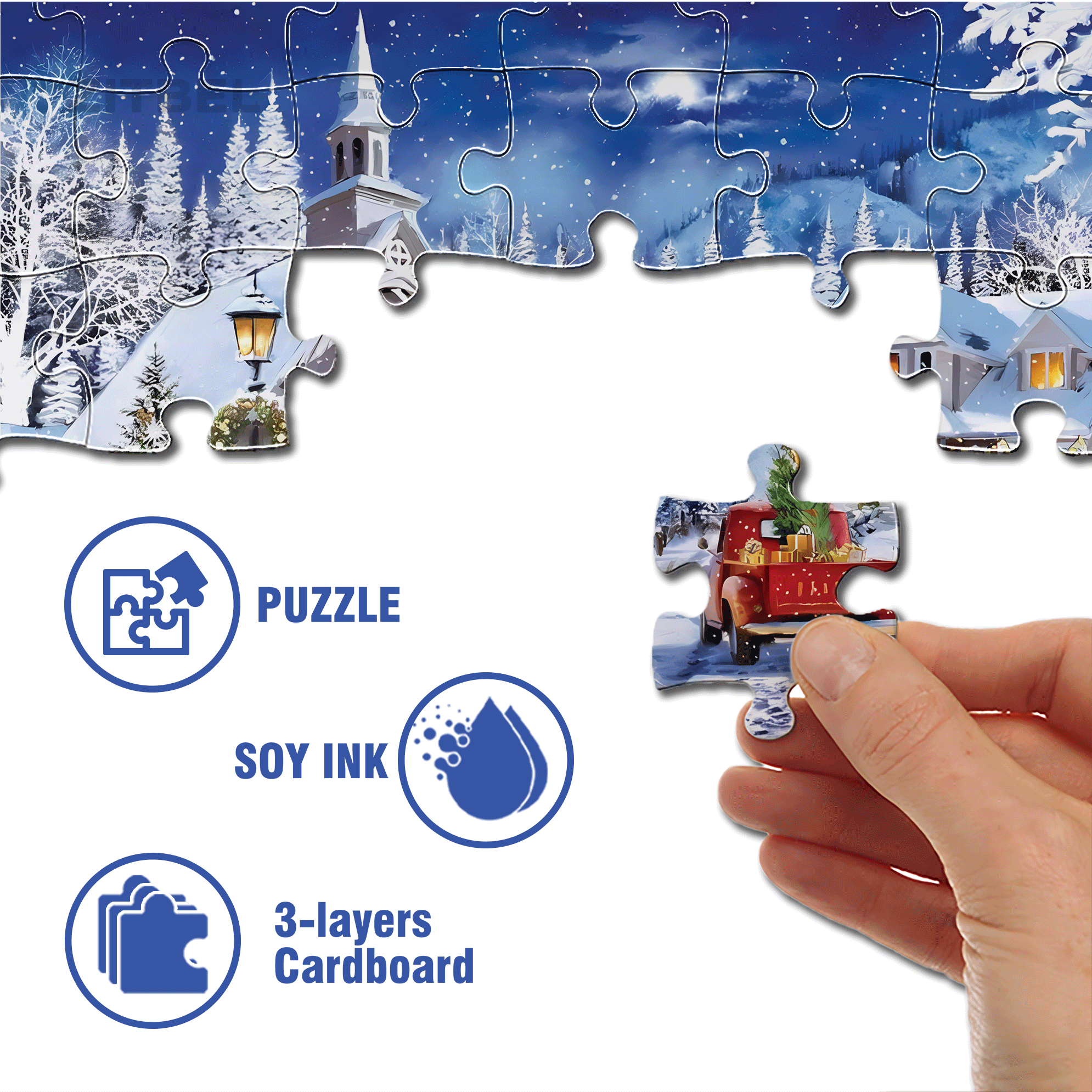 Chapel's Winter Light Jigsaw Puzzle 500pcs/1000pcs Jigsaw Puzzle, Scratch-Resistant, Interactive Family Game & Brain-Boosting DIY Decor, Perfect for Halloween, Christmas & New Year Gifts, Family Puzzle Game