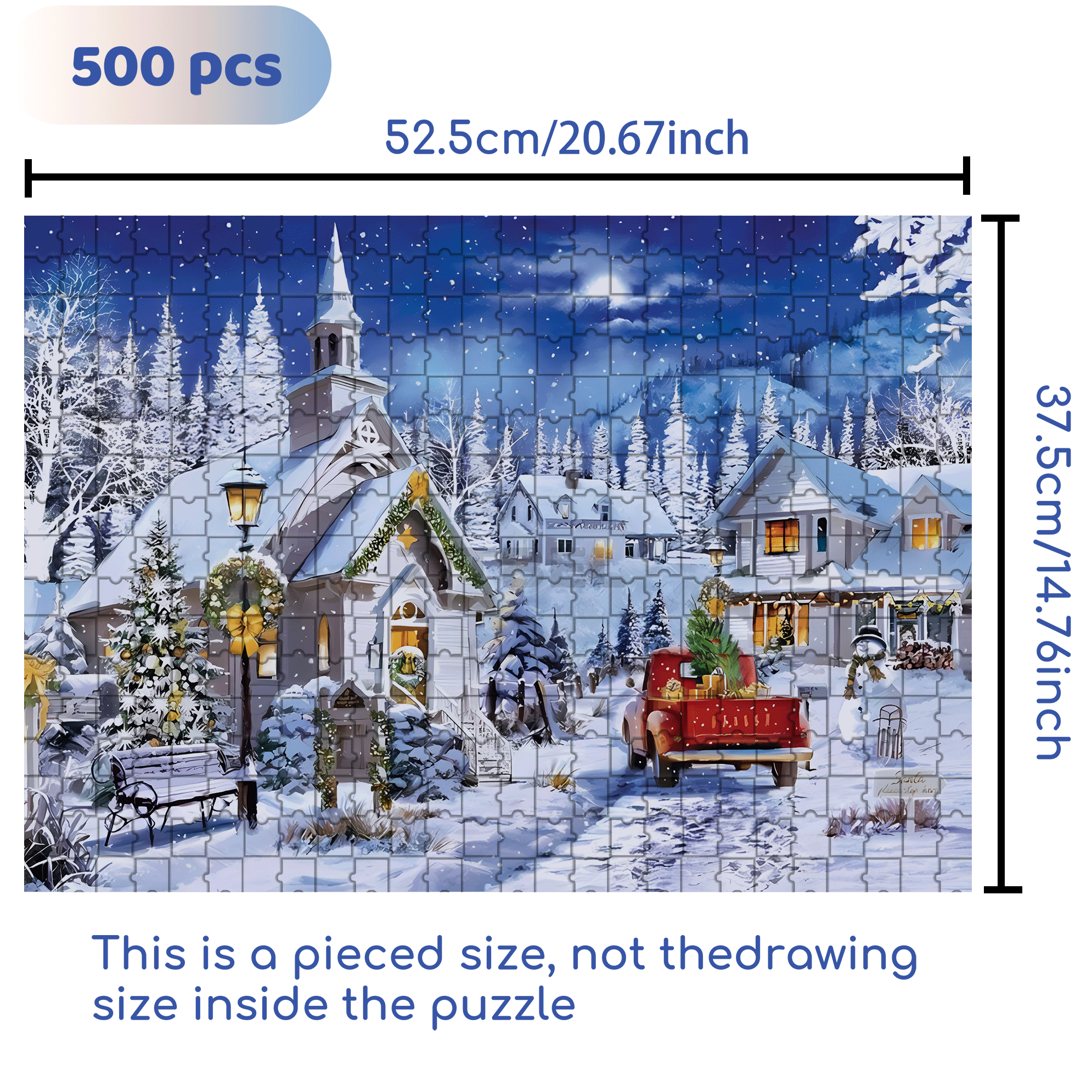 Chapel's Winter Light Jigsaw Puzzle 500pcs/1000pcs Jigsaw Puzzle, Scratch-Resistant, Interactive Family Game & Brain-Boosting DIY Decor, Perfect for Halloween, Christmas & New Year Gifts, Family Puzzle Game
