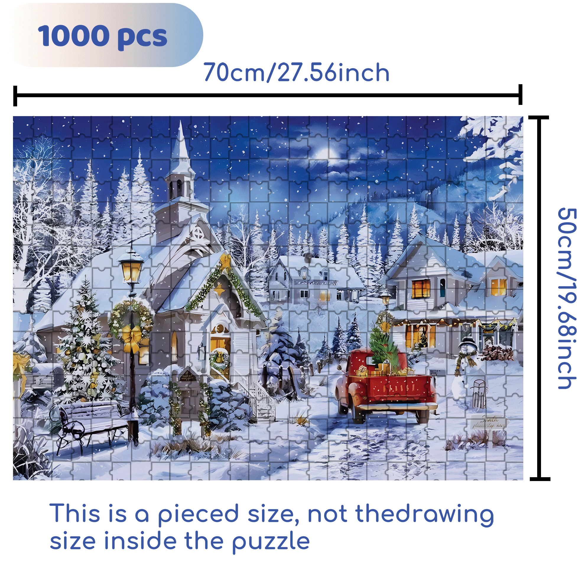 Chapel's Winter Light Jigsaw Puzzle 500pcs/1000pcs Jigsaw Puzzle, Scratch-Resistant, Interactive Family Game & Brain-Boosting DIY Decor, Perfect for Halloween, Christmas & New Year Gifts, Family Puzzle Game