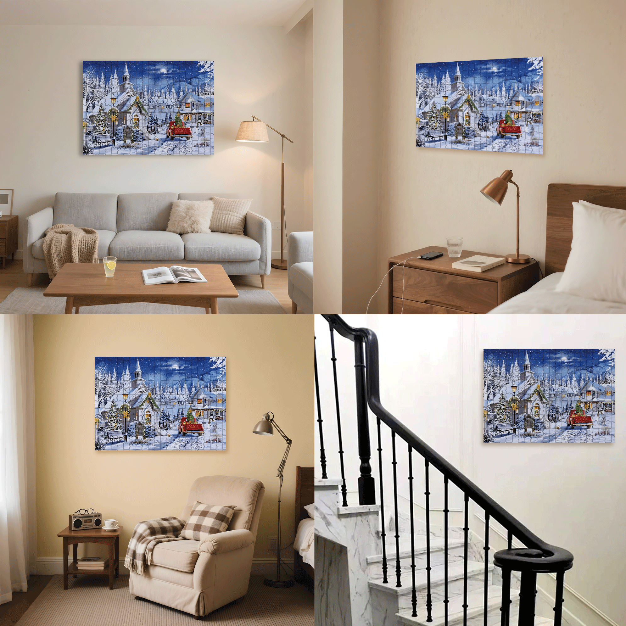 Chapel's Winter Light Jigsaw Puzzle 500pcs/1000pcs Jigsaw Puzzle, Scratch-Resistant, Interactive Family Game & Brain-Boosting DIY Decor, Perfect for Halloween, Christmas & New Year Gifts, Family Puzzle Game