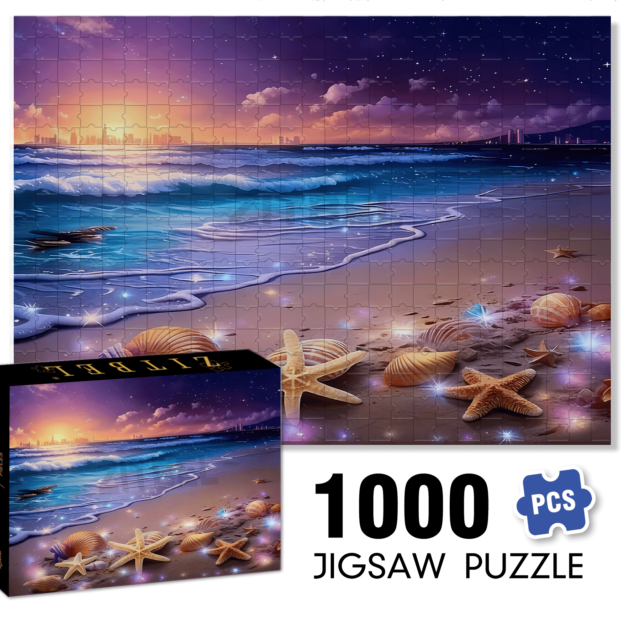 Colorful Beach Shell 500pcs/1000pcs Jigsaw Puzzle, Scratch-Resistant, Interactive Family Game & Brain-Boosting DIY Decor, Perfect for Halloween, Christmas & New Year Gifts, Family Puzzle Game