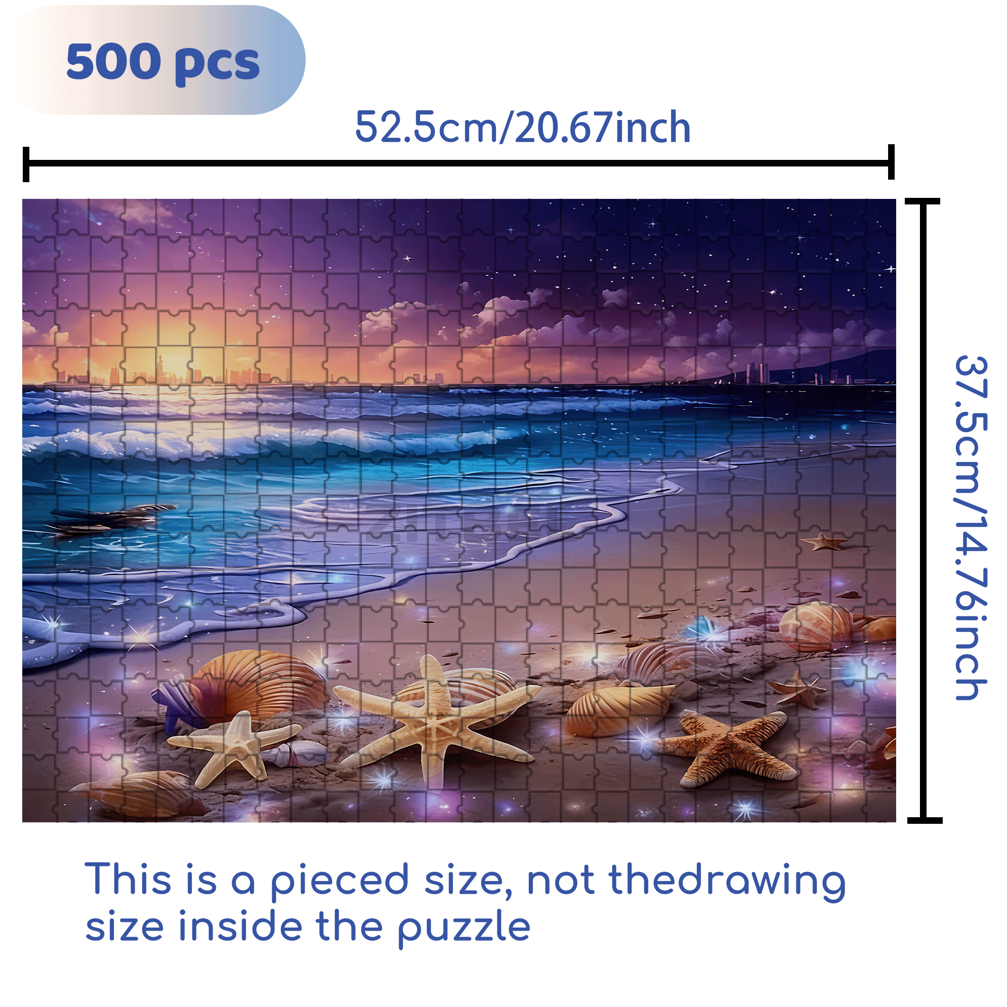 Colorful Beach Shell 500pcs/1000pcs Jigsaw Puzzle, Scratch-Resistant, Interactive Family Game & Brain-Boosting DIY Decor, Perfect for Halloween, Christmas & New Year Gifts, Family Puzzle Game