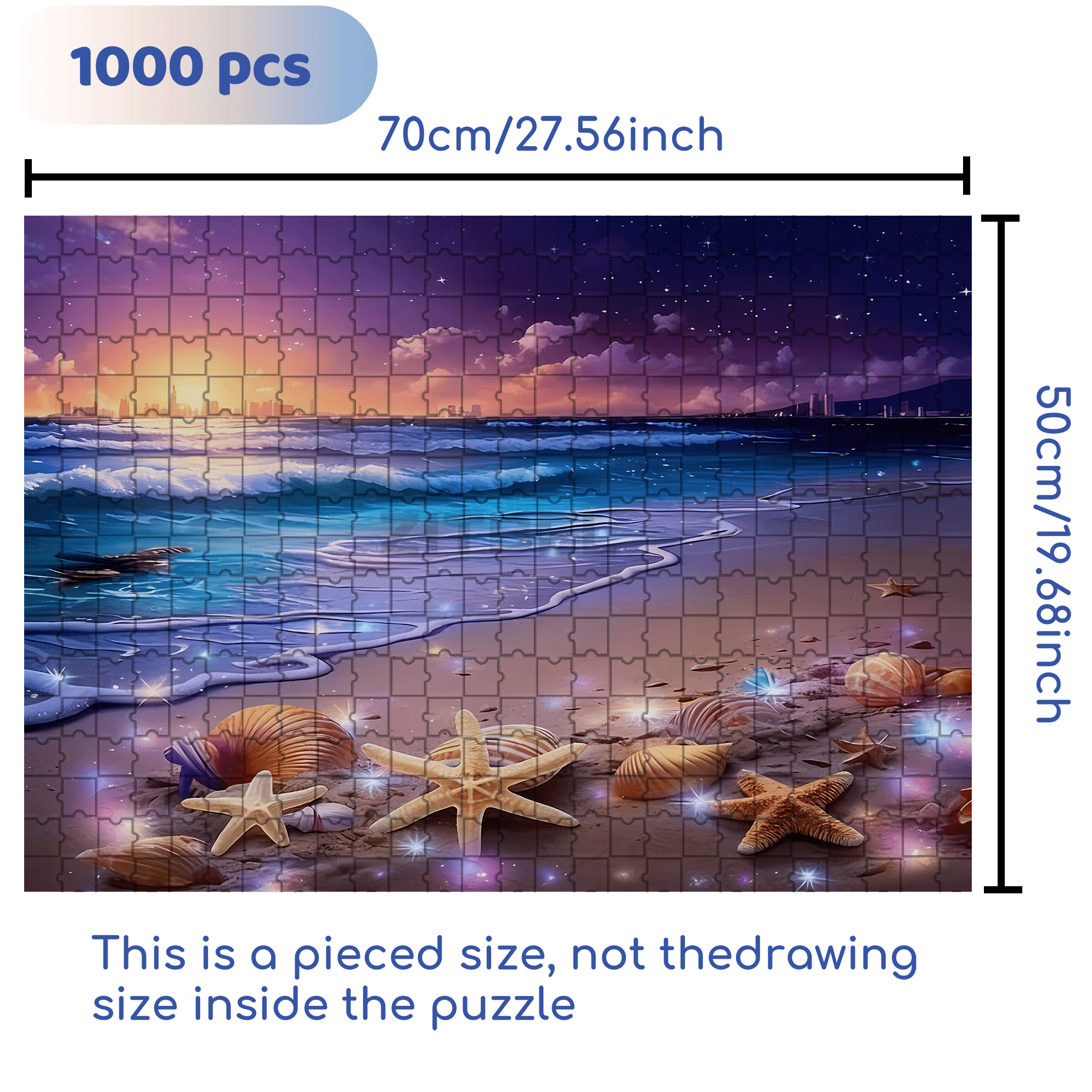 Colorful Beach Shell 500pcs/1000pcs Jigsaw Puzzle, Scratch-Resistant, Interactive Family Game & Brain-Boosting DIY Decor, Perfect for Halloween, Christmas & New Year Gifts, Family Puzzle Game