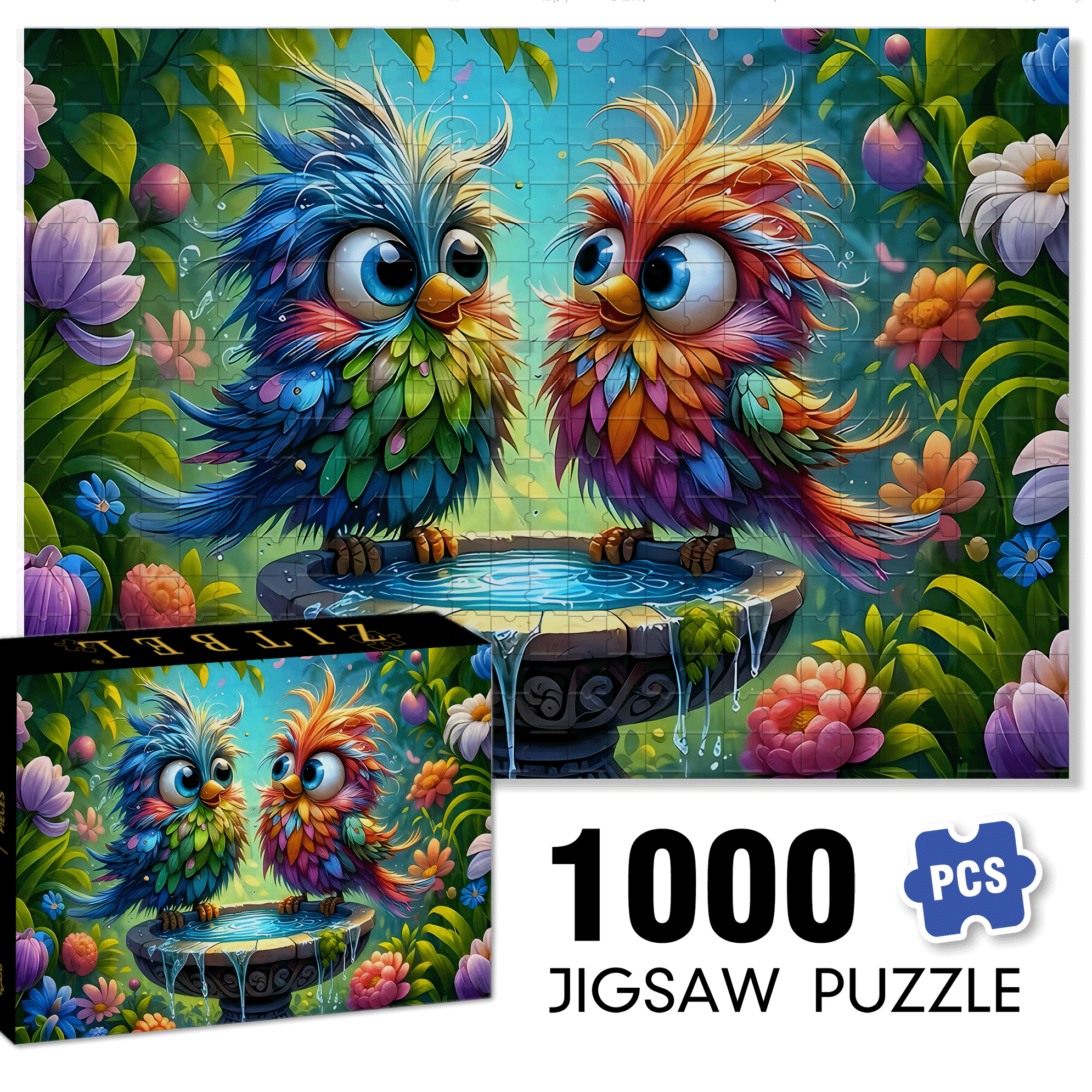Colorful Birds 500pcs/1000pcs Jigsaw Puzzle, Scratch-Resistant, Interactive Family Game & Brain-Boosting DIY Decor, Perfect for Halloween, Christmas & New Year Gifts, Family Puzzle Game