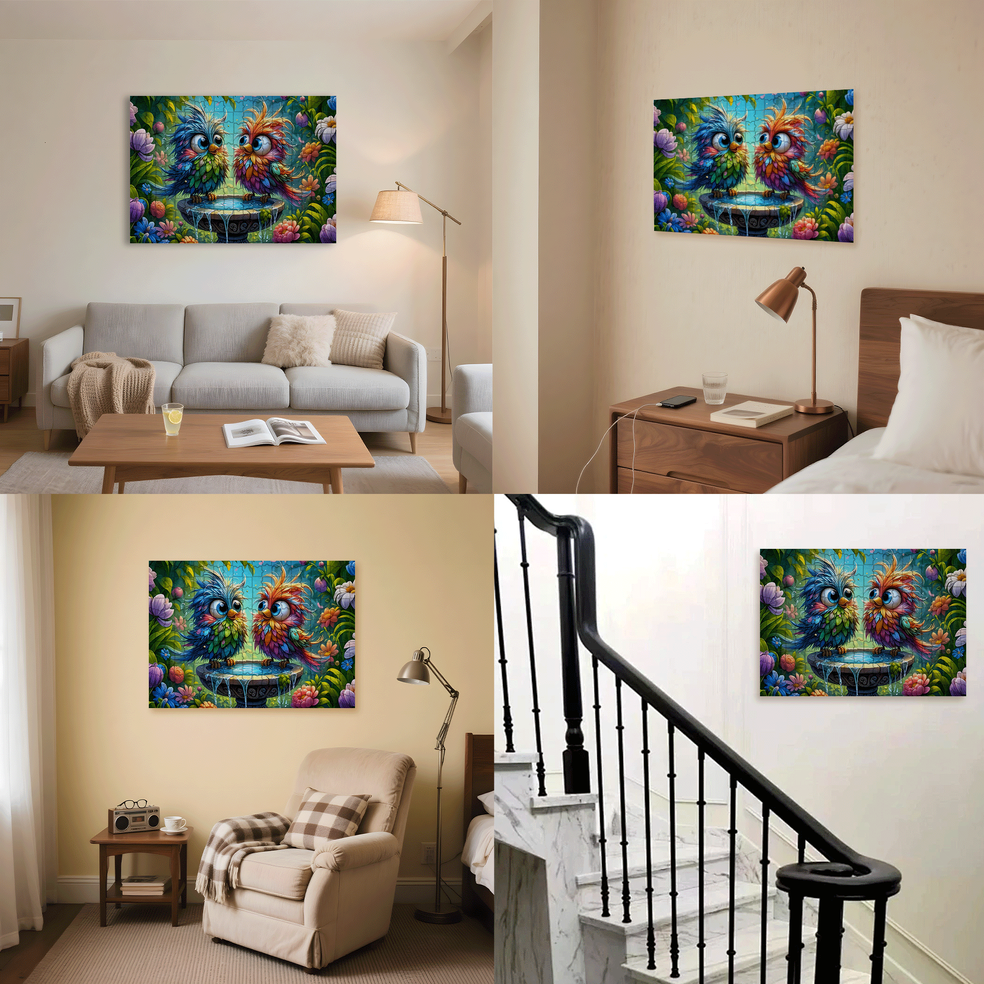 Colorful Birds 500pcs/1000pcs Jigsaw Puzzle, Scratch-Resistant, Interactive Family Game & Brain-Boosting DIY Decor, Perfect for Halloween, Christmas & New Year Gifts, Family Puzzle Game