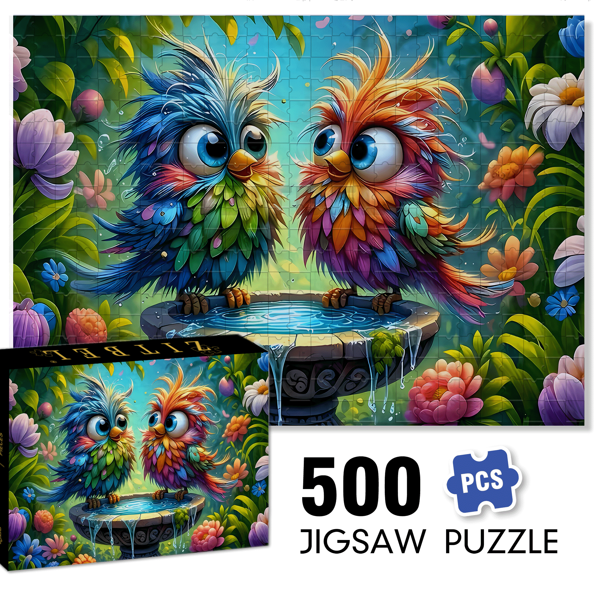 Colorful Birds 500pcs/1000pcs Jigsaw Puzzle, Scratch-Resistant, Interactive Family Game & Brain-Boosting DIY Decor, Perfect for Halloween, Christmas & New Year Gifts, Family Puzzle Game