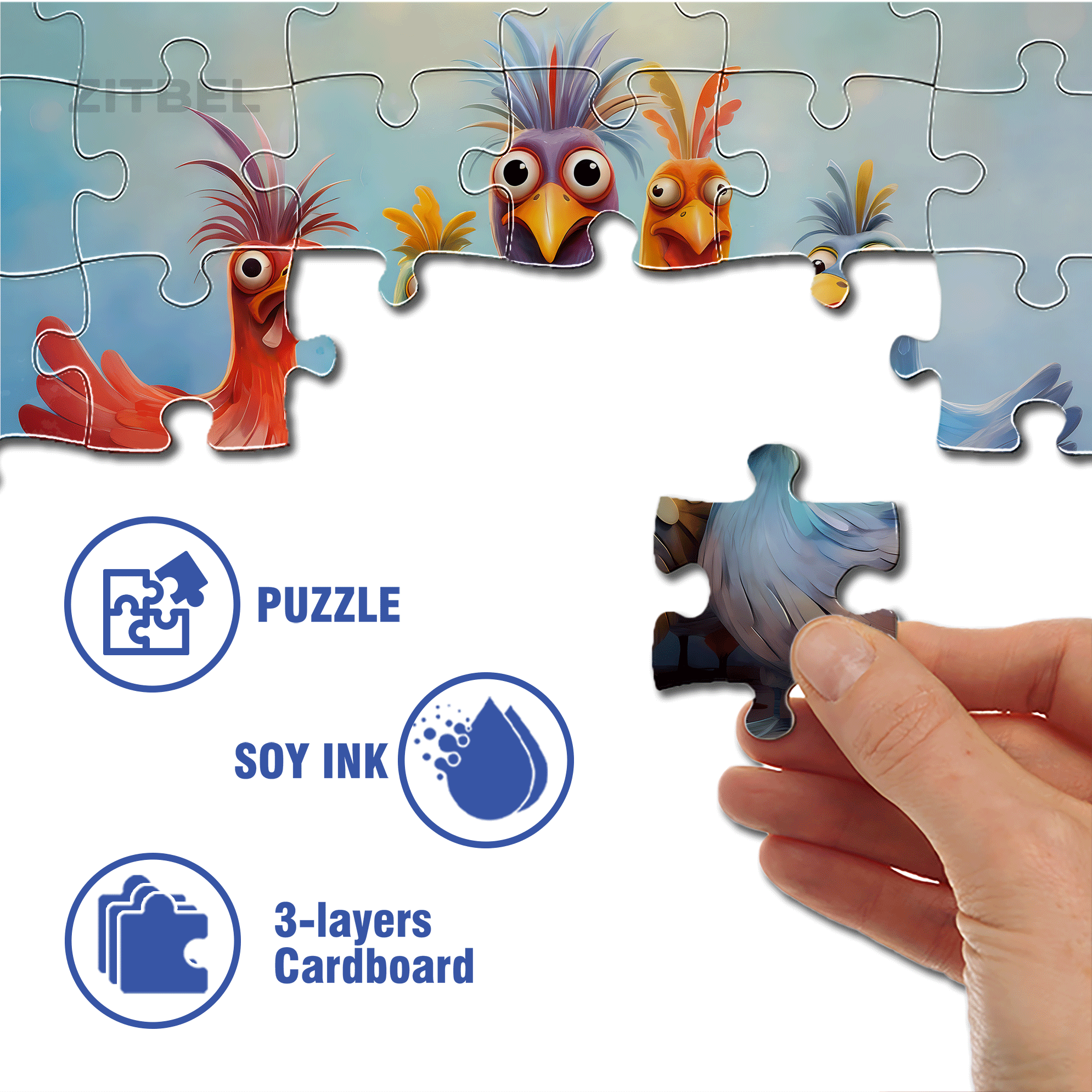 Colorful Chicken 500pcs/1000pcs Jigsaw Puzzle, Scratch-Resistant, Interactive Family Game & Brain-Boosting DIY Decor, Perfect for Halloween, Christmas & New Year Gifts, Family Puzzle Game