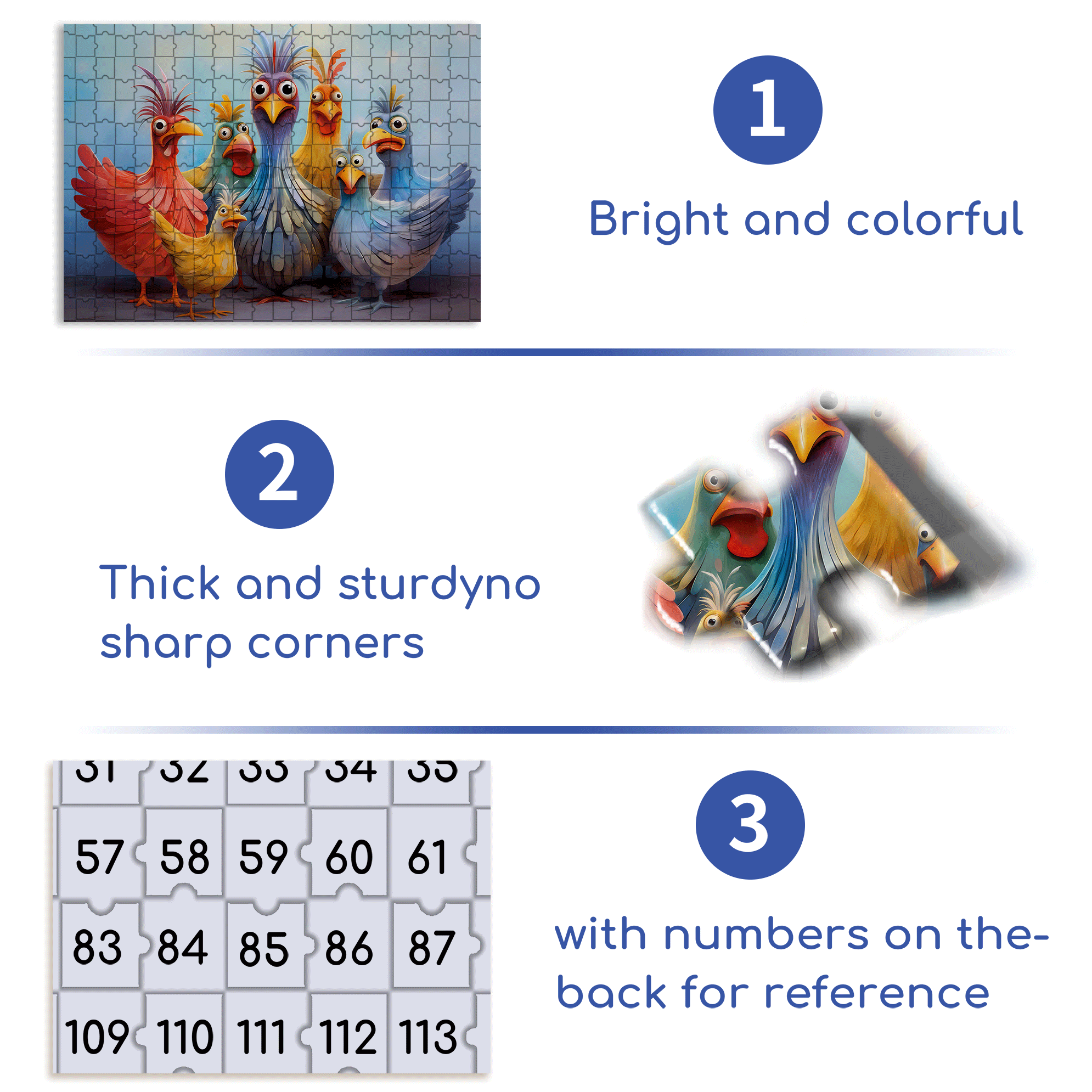 Colorful Chicken 500pcs/1000pcs Jigsaw Puzzle, Scratch-Resistant, Interactive Family Game & Brain-Boosting DIY Decor, Perfect for Halloween, Christmas & New Year Gifts, Family Puzzle Game