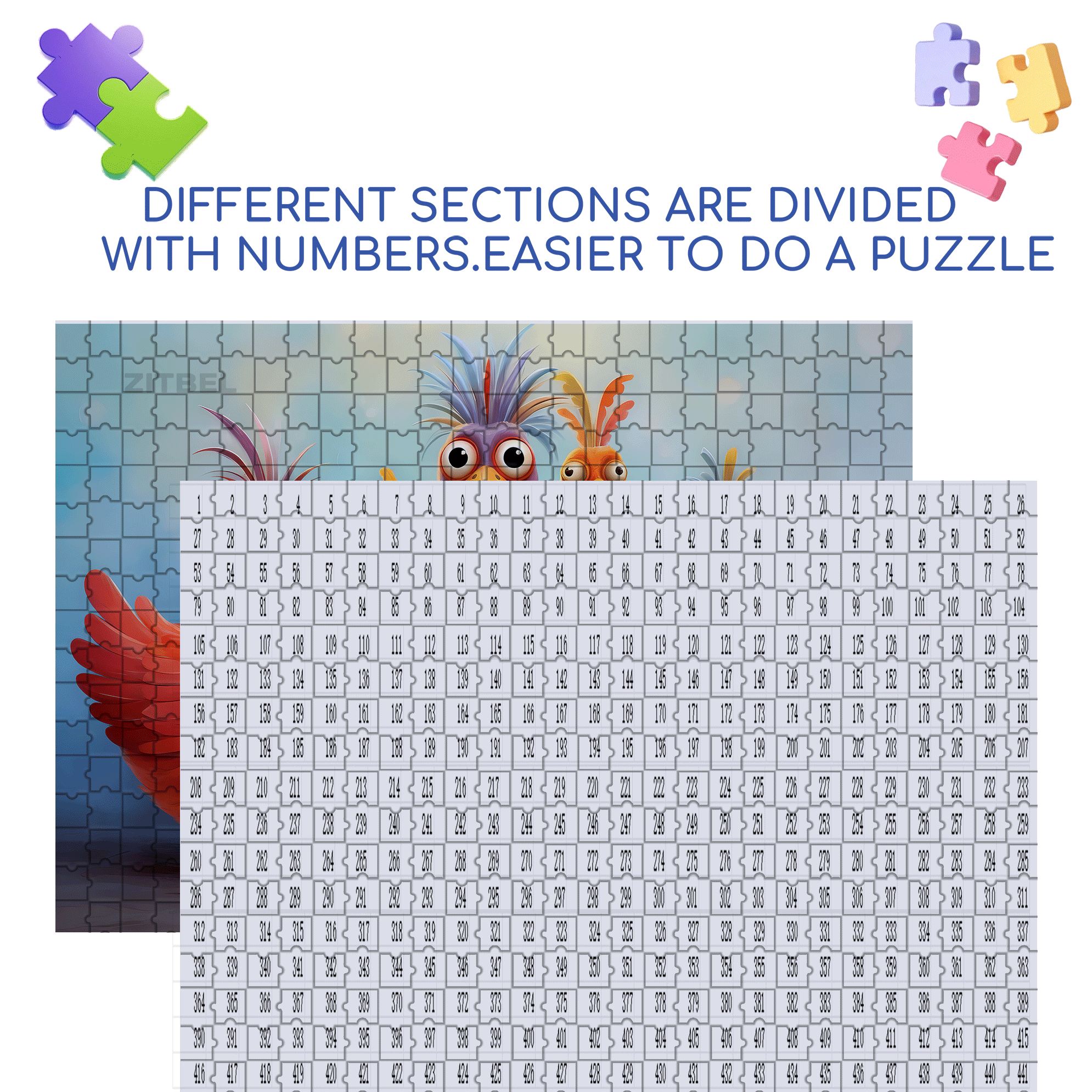 Colorful Chicken 500pcs/1000pcs Jigsaw Puzzle, Scratch-Resistant, Interactive Family Game & Brain-Boosting DIY Decor, Perfect for Halloween, Christmas & New Year Gifts, Family Puzzle Game