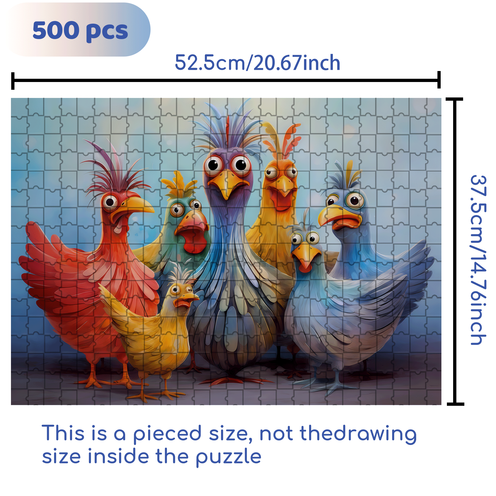 Colorful Chicken 500pcs/1000pcs Jigsaw Puzzle, Scratch-Resistant, Interactive Family Game & Brain-Boosting DIY Decor, Perfect for Halloween, Christmas & New Year Gifts, Family Puzzle Game