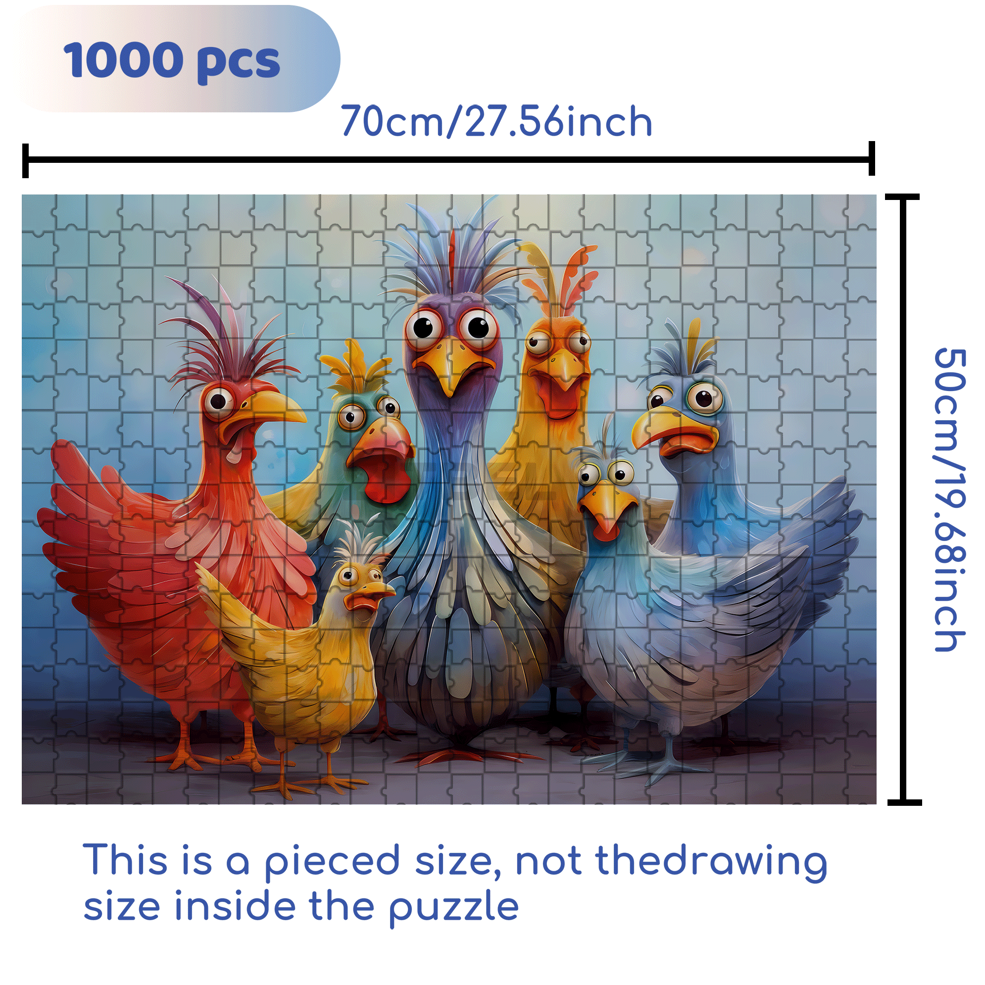 Colorful Chicken 500pcs/1000pcs Jigsaw Puzzle, Scratch-Resistant, Interactive Family Game & Brain-Boosting DIY Decor, Perfect for Halloween, Christmas & New Year Gifts, Family Puzzle Game