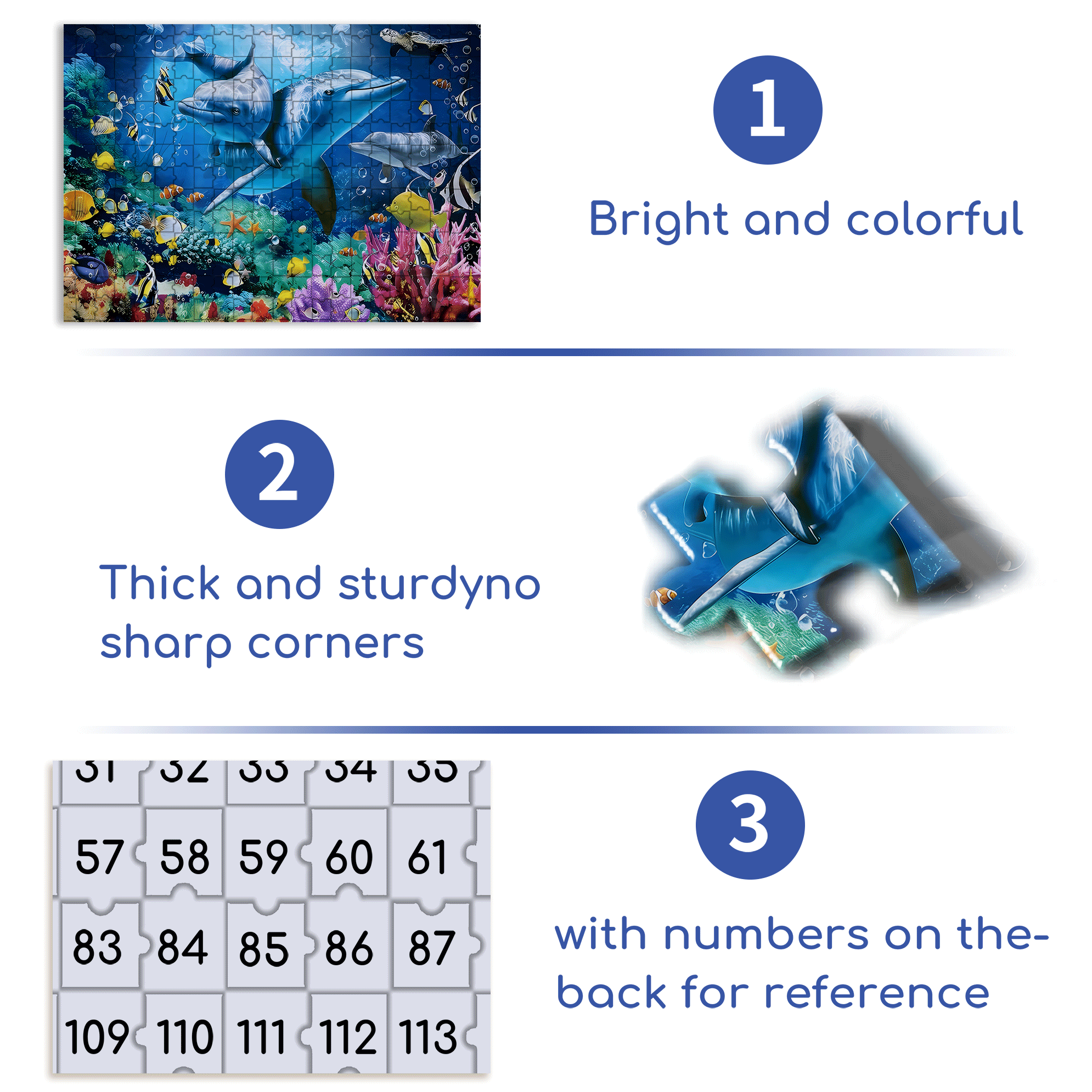 Cute Dolphin 500pcs/1000pcs Jigsaw Puzzle, Scratch-Resistant, Interactive Family Game & Brain-Boosting DIY Decor, Perfect for Halloween, Christmas & New Year Gifts, Family Puzzle Game
