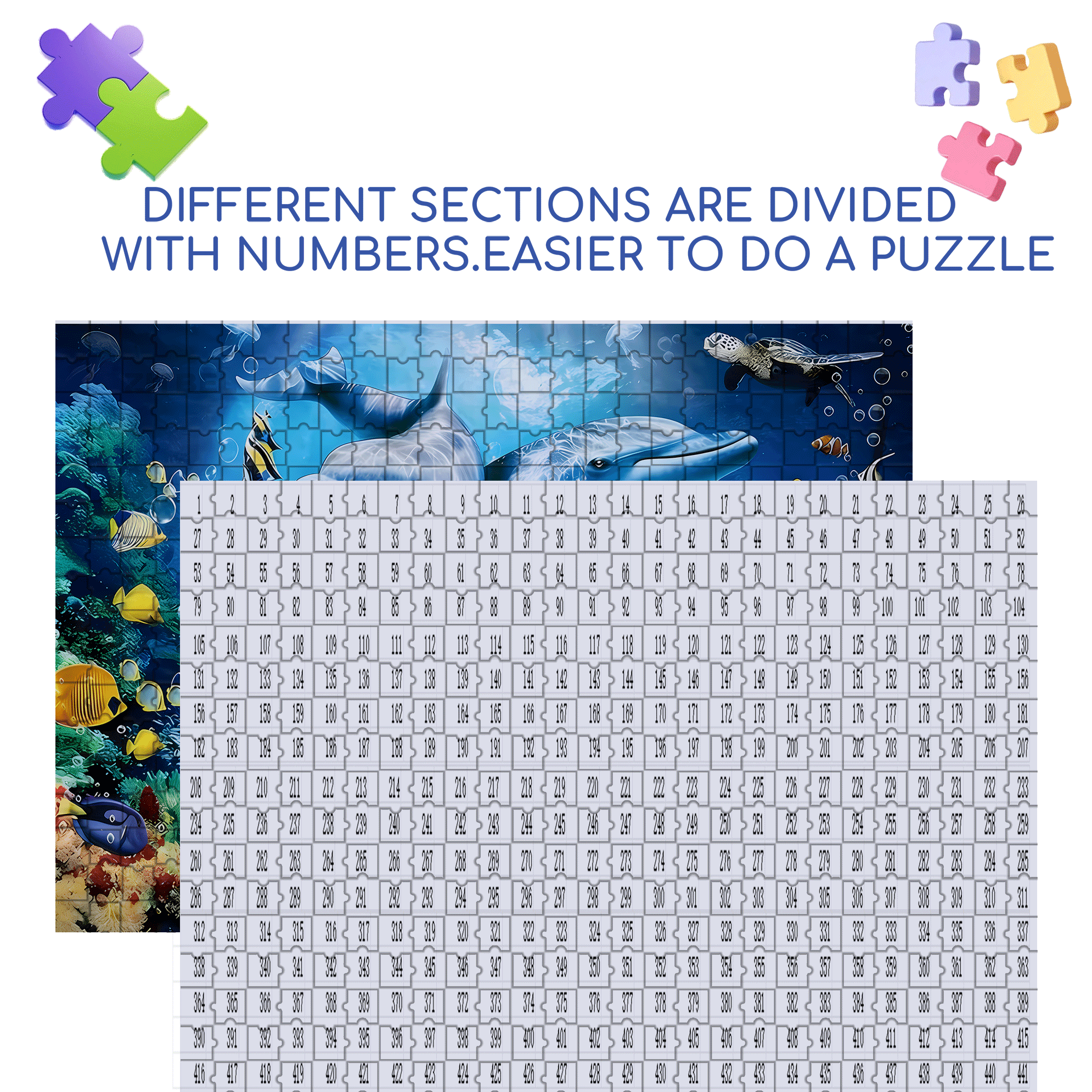 Cute Dolphin 500pcs/1000pcs Jigsaw Puzzle, Scratch-Resistant, Interactive Family Game & Brain-Boosting DIY Decor, Perfect for Halloween, Christmas & New Year Gifts, Family Puzzle Game
