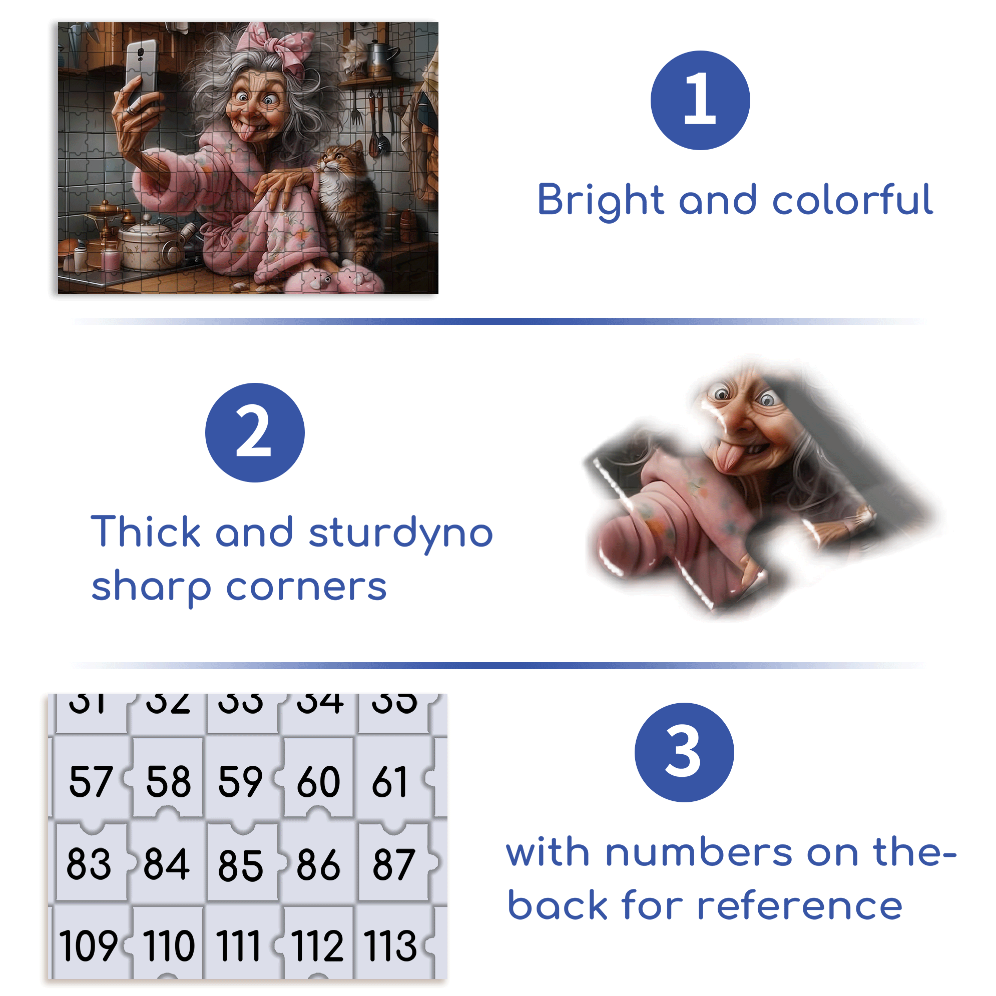Cute Grandma and Cat 500pcs/1000pcs Jigsaw Puzzle, Scratch-Resistant, Interactive Family Game & Brain-Boosting DIY Decor, Perfect for Halloween, Christmas & New Year Gifts, Family Puzzle Game