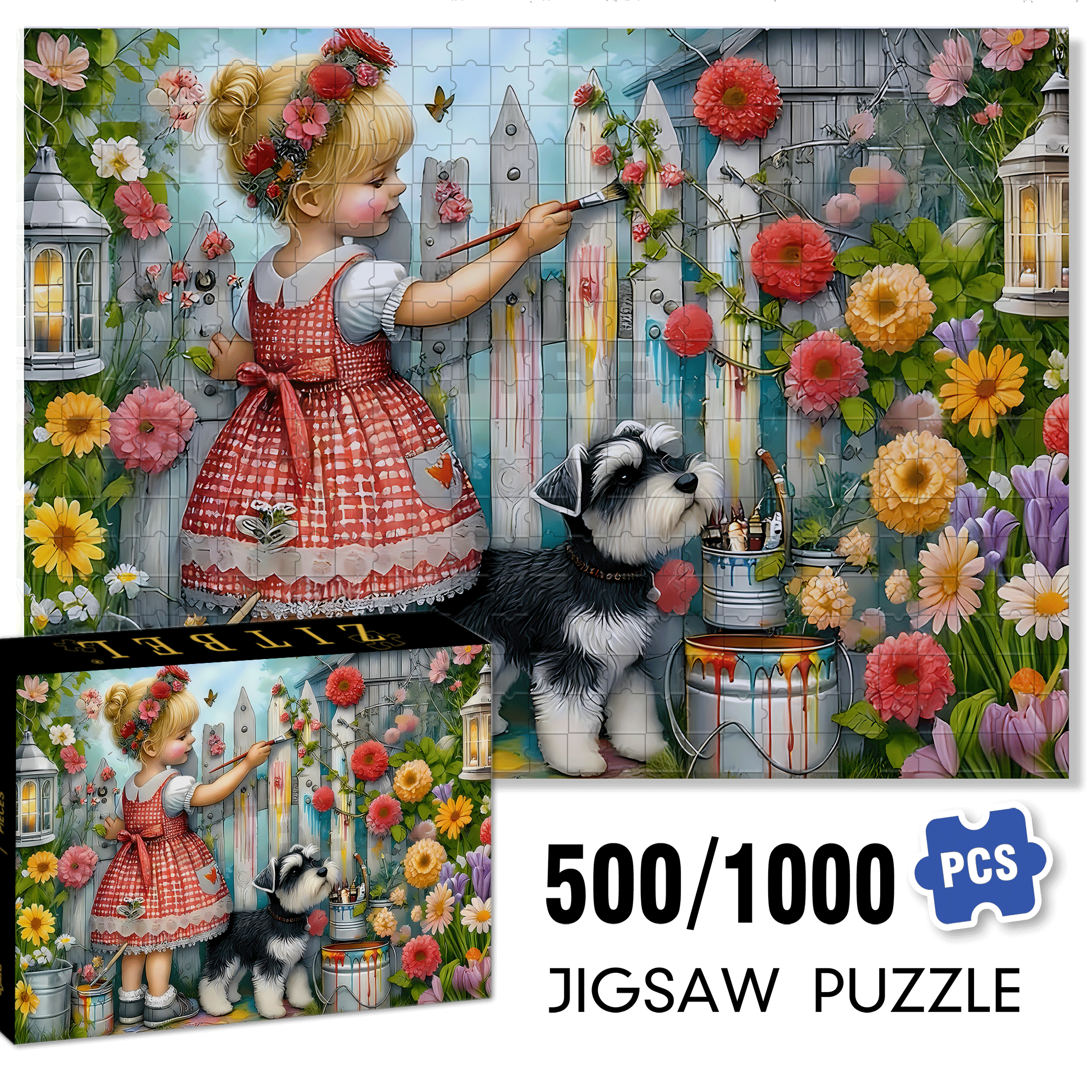 Decorate The Yard 500pcs/1000pcs Jigsaw Puzzle, Scratch-Resistant, Interactive Family Game & Brain-Boosting DIY Decor, Perfect for Halloween, Christmas & New Year Gifts, Family Puzzle Game