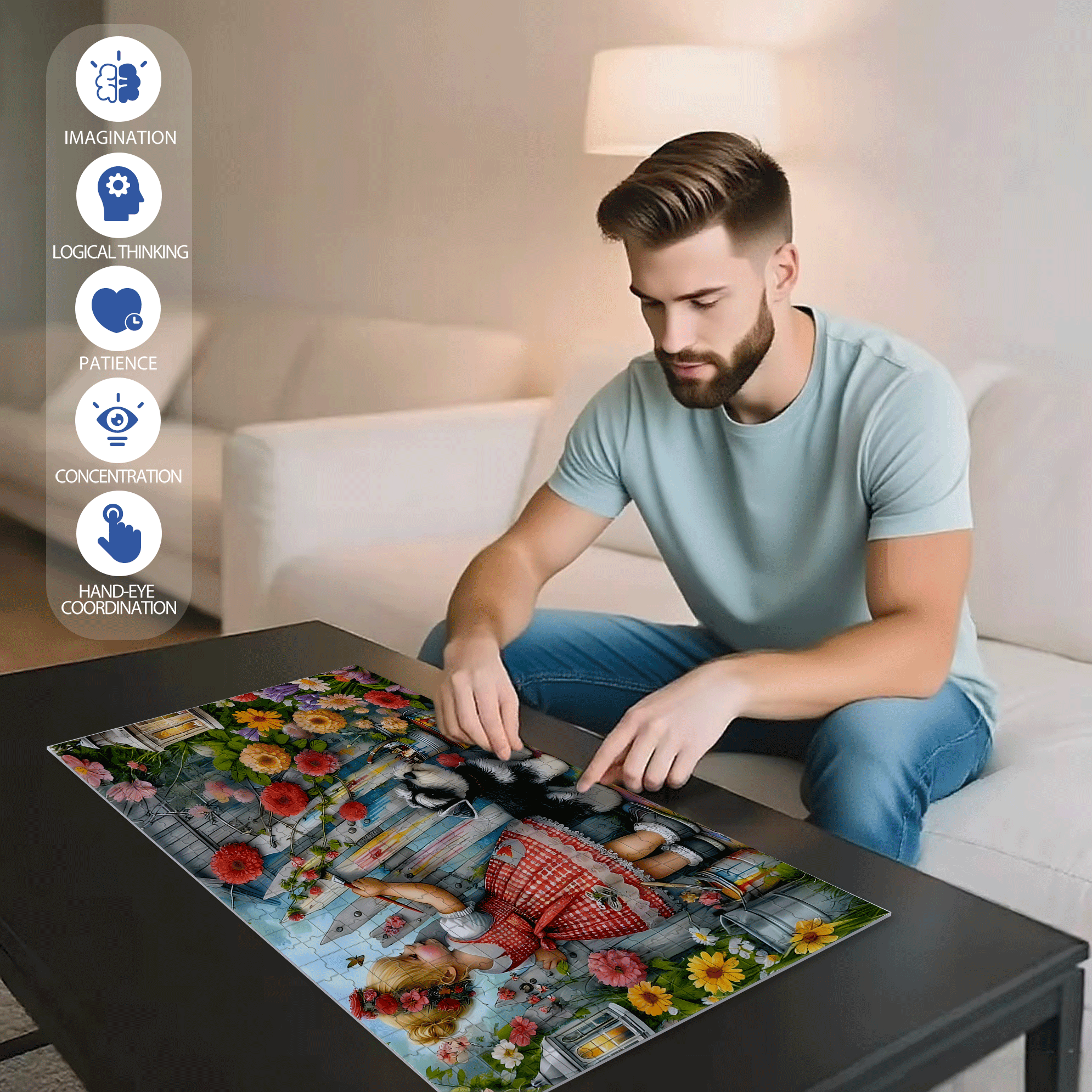 Decorate The Yard 500pcs/1000pcs Jigsaw Puzzle, Scratch-Resistant, Interactive Family Game & Brain-Boosting DIY Decor, Perfect for Halloween, Christmas & New Year Gifts, Family Puzzle Game