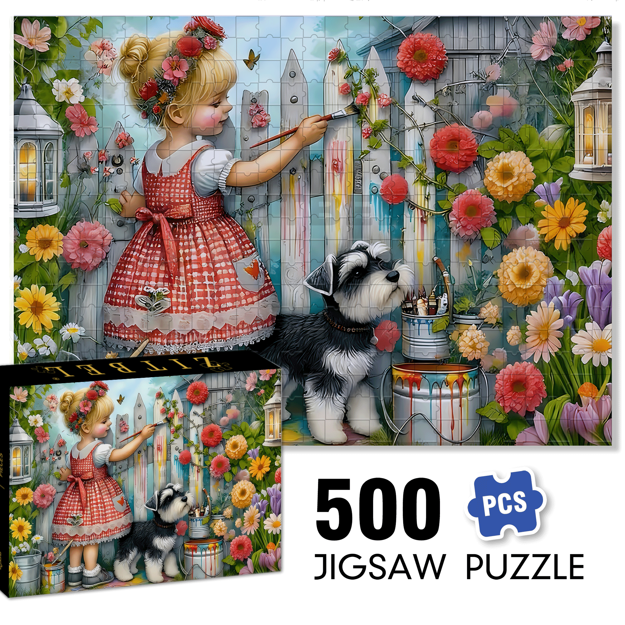 Decorate The Yard 500pcs/1000pcs Jigsaw Puzzle, Scratch-Resistant, Interactive Family Game & Brain-Boosting DIY Decor, Perfect for Halloween, Christmas & New Year Gifts, Family Puzzle Game