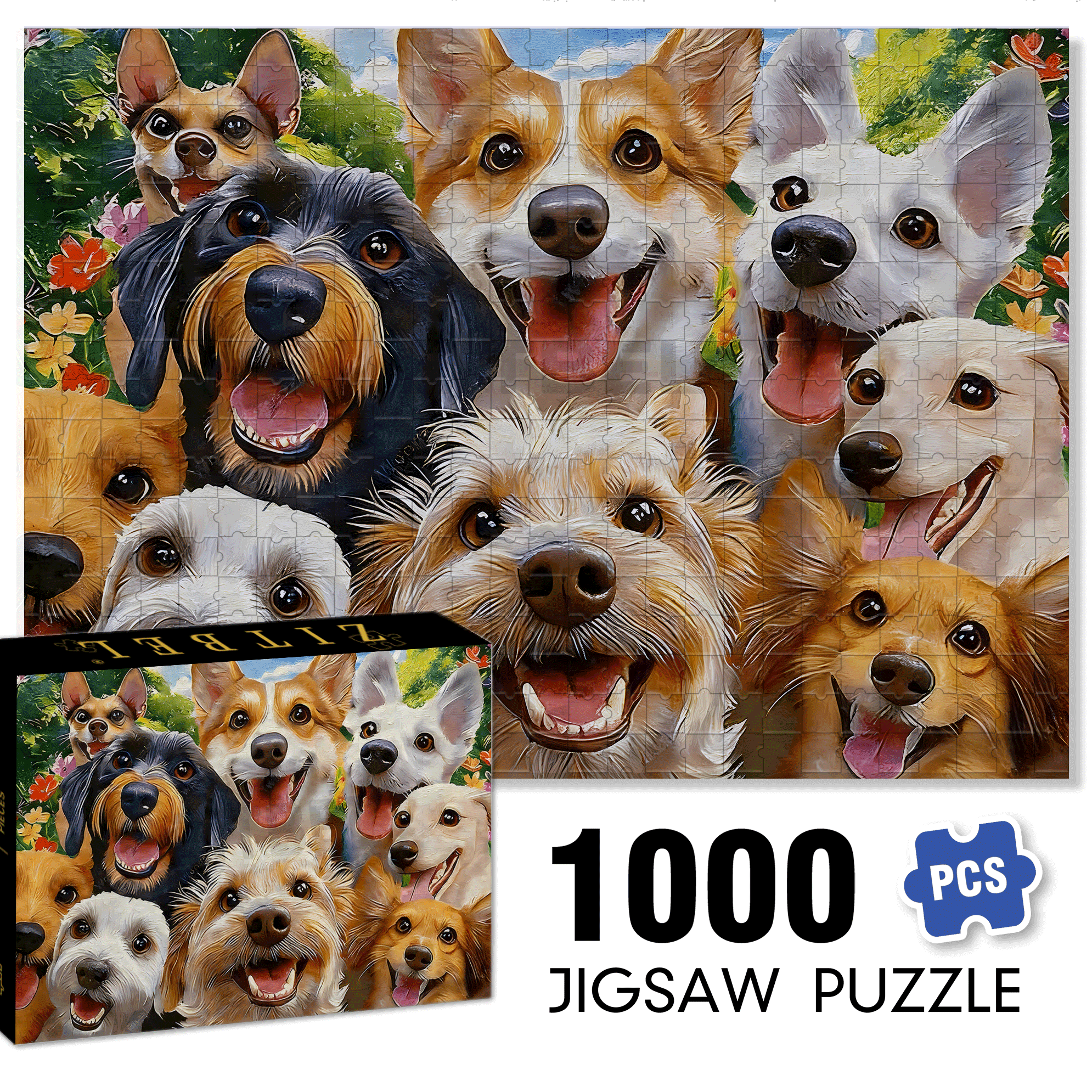 Dog League 500pcs/1000pcs Jigsaw Puzzle, Scratch-Resistant, Interactive Family Game & Brain-Boosting DIY Decor, Perfect for Halloween, Christmas & New Year Gifts, Family Puzzle Game