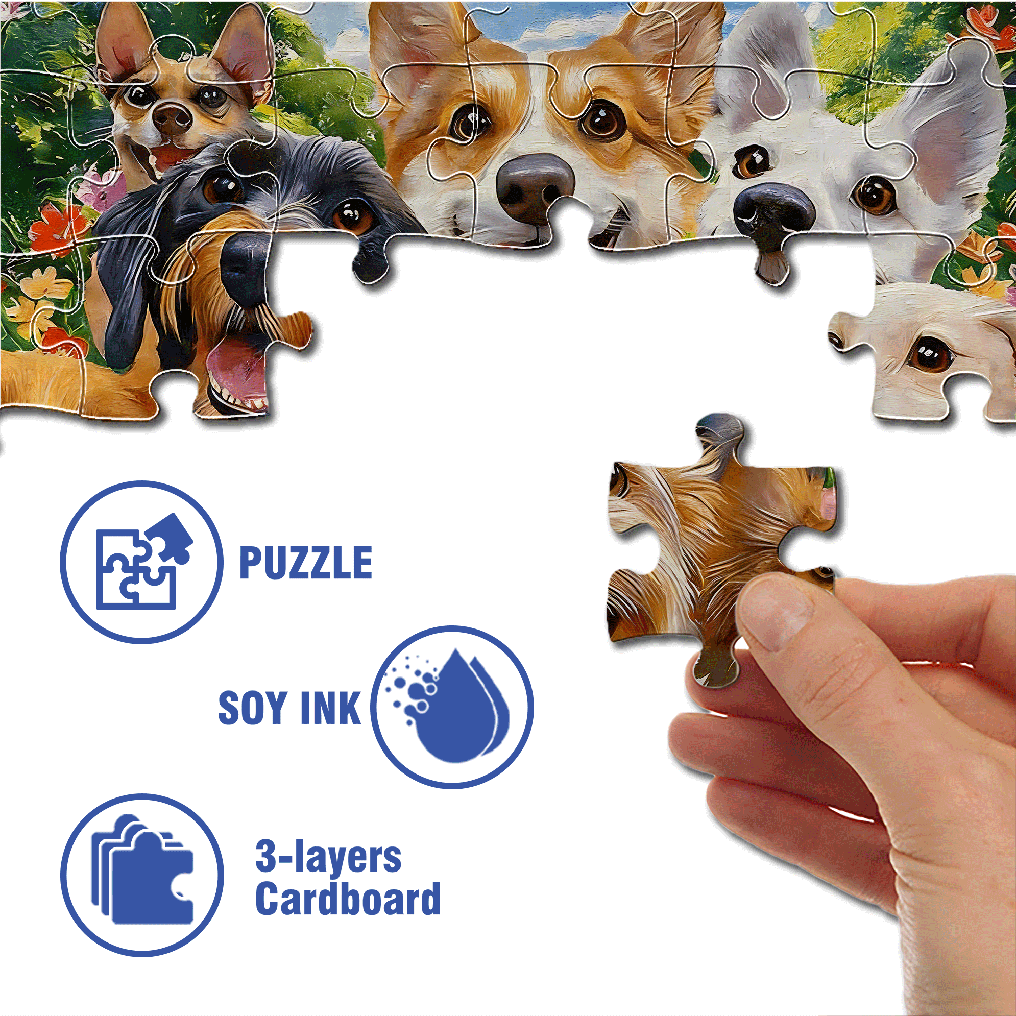 Dog League 500pcs/1000pcs Jigsaw Puzzle, Scratch-Resistant, Interactive Family Game & Brain-Boosting DIY Decor, Perfect for Halloween, Christmas & New Year Gifts, Family Puzzle Game