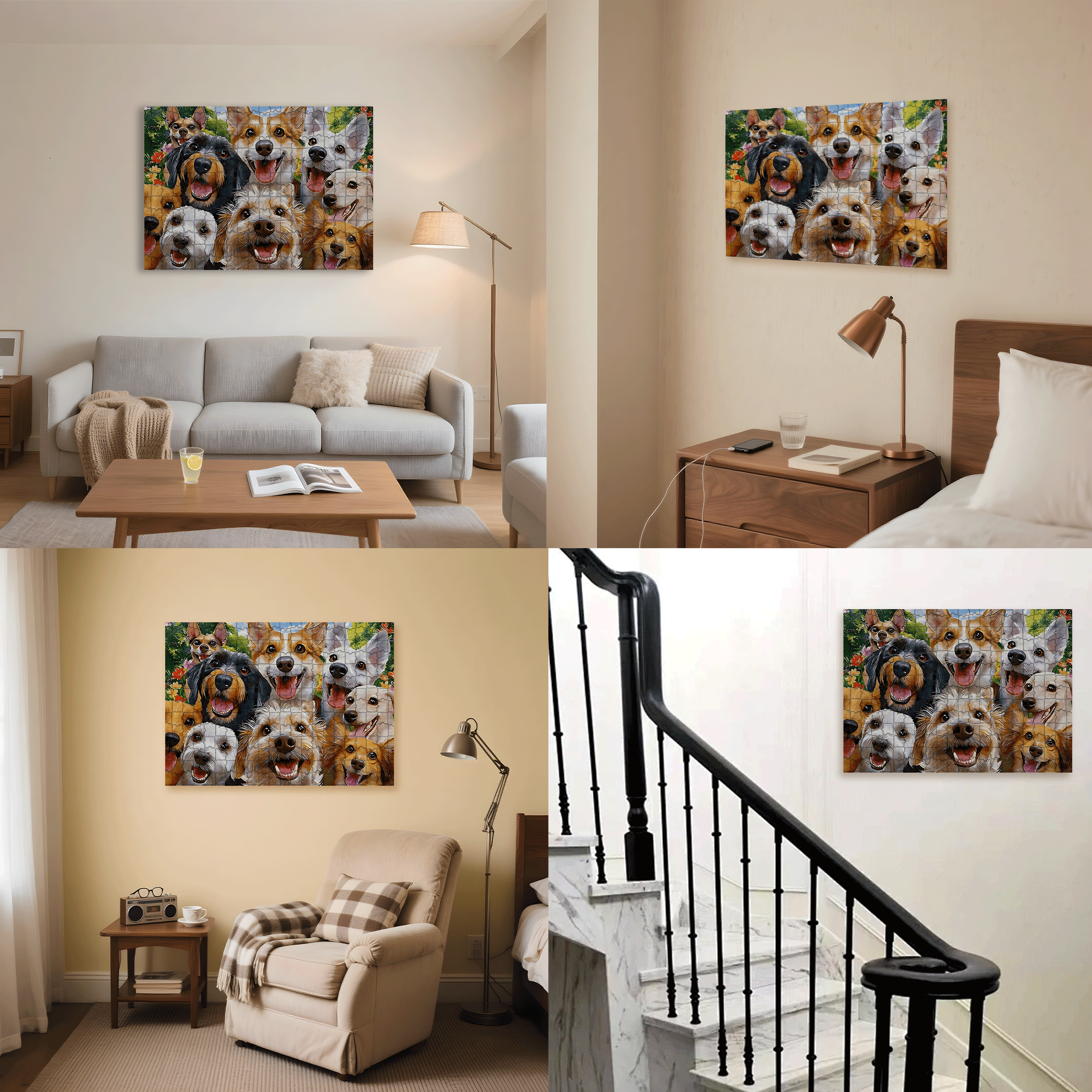 Dog League 500pcs/1000pcs Jigsaw Puzzle, Scratch-Resistant, Interactive Family Game & Brain-Boosting DIY Decor, Perfect for Halloween, Christmas & New Year Gifts, Family Puzzle Game