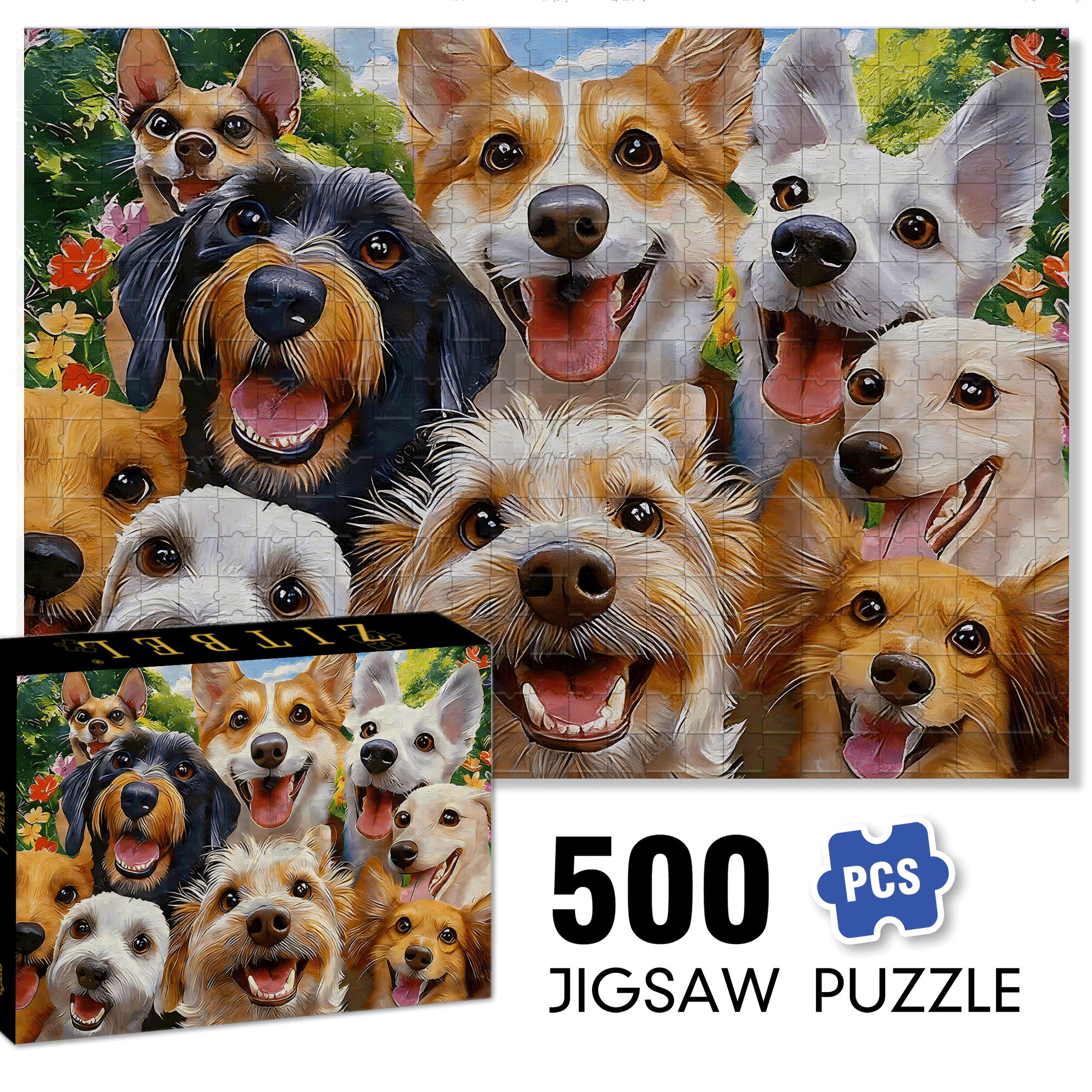 Dog League 500pcs/1000pcs Jigsaw Puzzle, Scratch-Resistant, Interactive Family Game & Brain-Boosting DIY Decor, Perfect for Halloween, Christmas & New Year Gifts, Family Puzzle Game