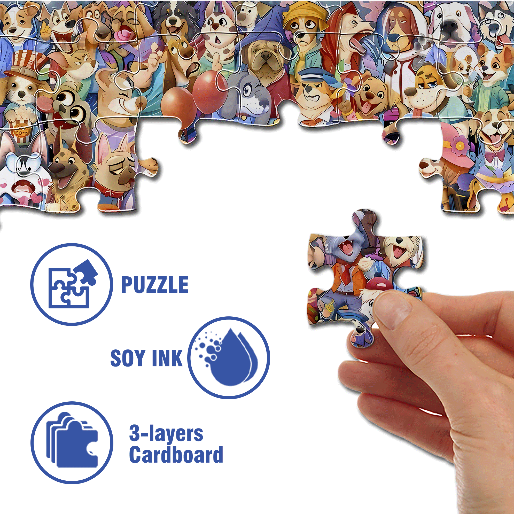 Dogs Gone Wild 500pcs/1000pcs Jigsaw Puzzle, Scratch-Resistant, Interactive Family Game & Brain-Boosting DIY Decor, Perfect for Halloween, Christmas & New Year Gifts, Family Puzzle Game