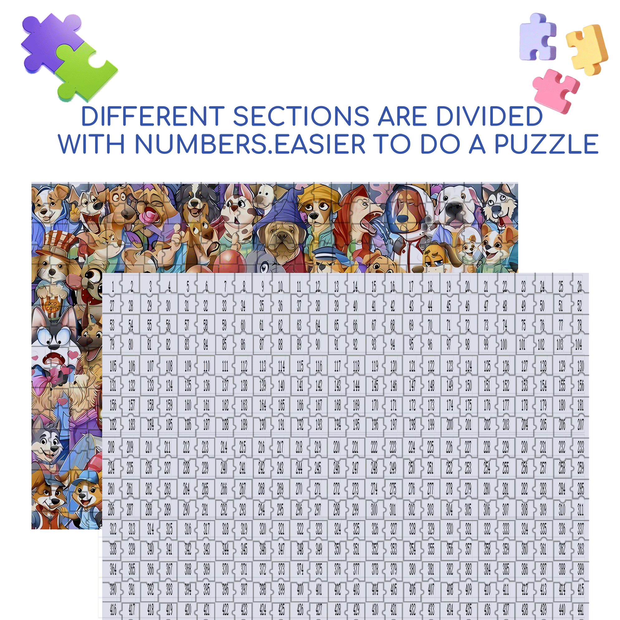 Dogs Gone Wild 500pcs/1000pcs Jigsaw Puzzle, Scratch-Resistant, Interactive Family Game & Brain-Boosting DIY Decor, Perfect for Halloween, Christmas & New Year Gifts, Family Puzzle Game