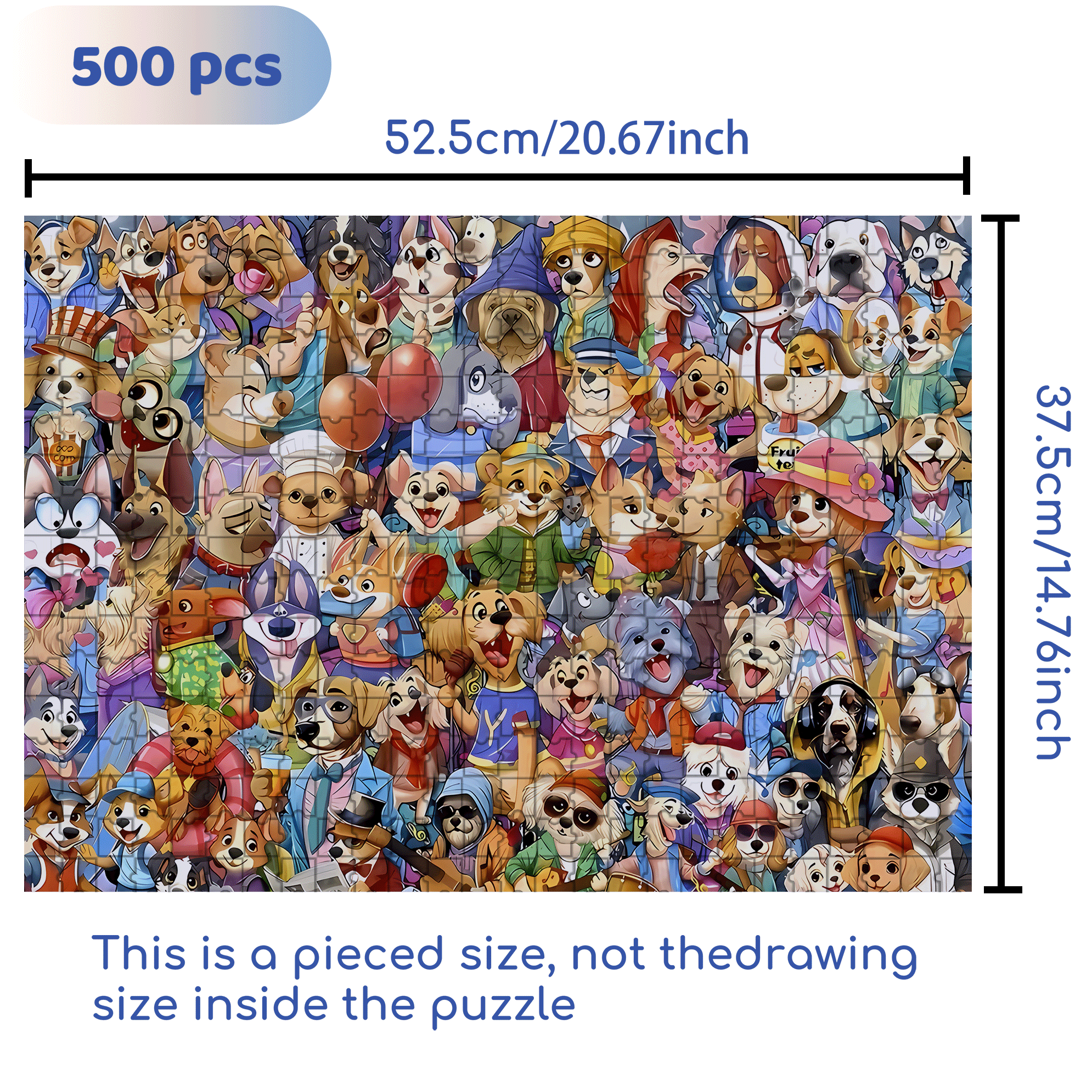 Dogs Gone Wild 500pcs/1000pcs Jigsaw Puzzle, Scratch-Resistant, Interactive Family Game & Brain-Boosting DIY Decor, Perfect for Halloween, Christmas & New Year Gifts, Family Puzzle Game