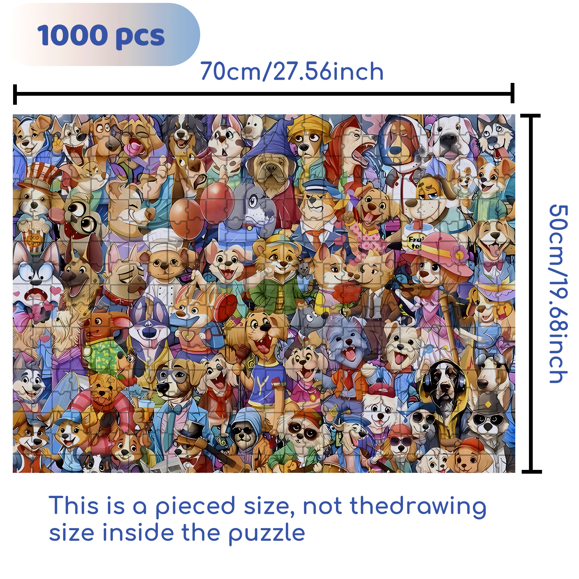 Dogs Gone Wild 500pcs/1000pcs Jigsaw Puzzle, Scratch-Resistant, Interactive Family Game & Brain-Boosting DIY Decor, Perfect for Halloween, Christmas & New Year Gifts, Family Puzzle Game