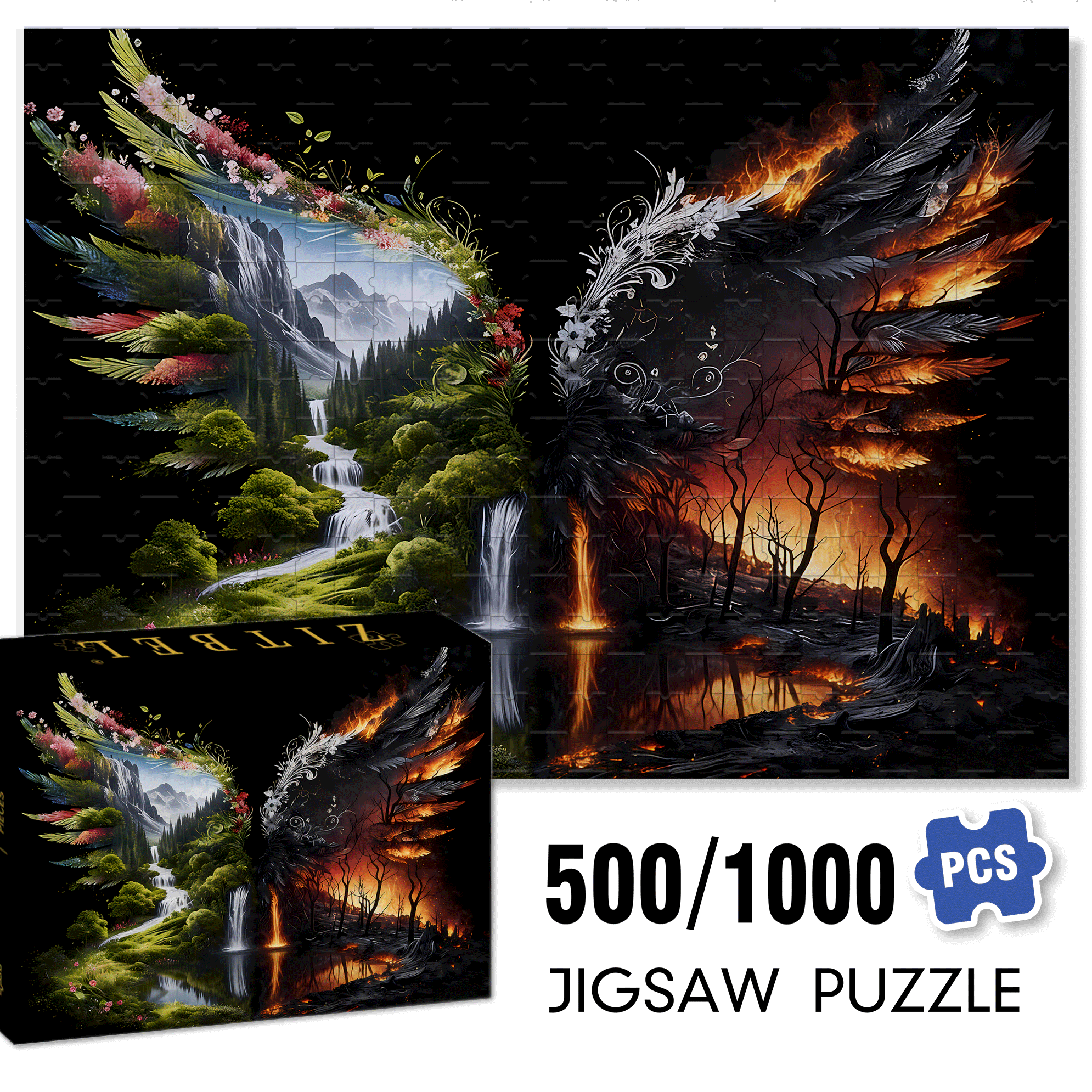 Dreamlike Secret Realm 500pcs/1000pcs Jigsaw Puzzle, Scratch-Resistant, Interactive Family Game & Brain-Boosting DIY Decor, Perfect for Halloween, Christmas & New Year Gifts, Family Puzzle Game