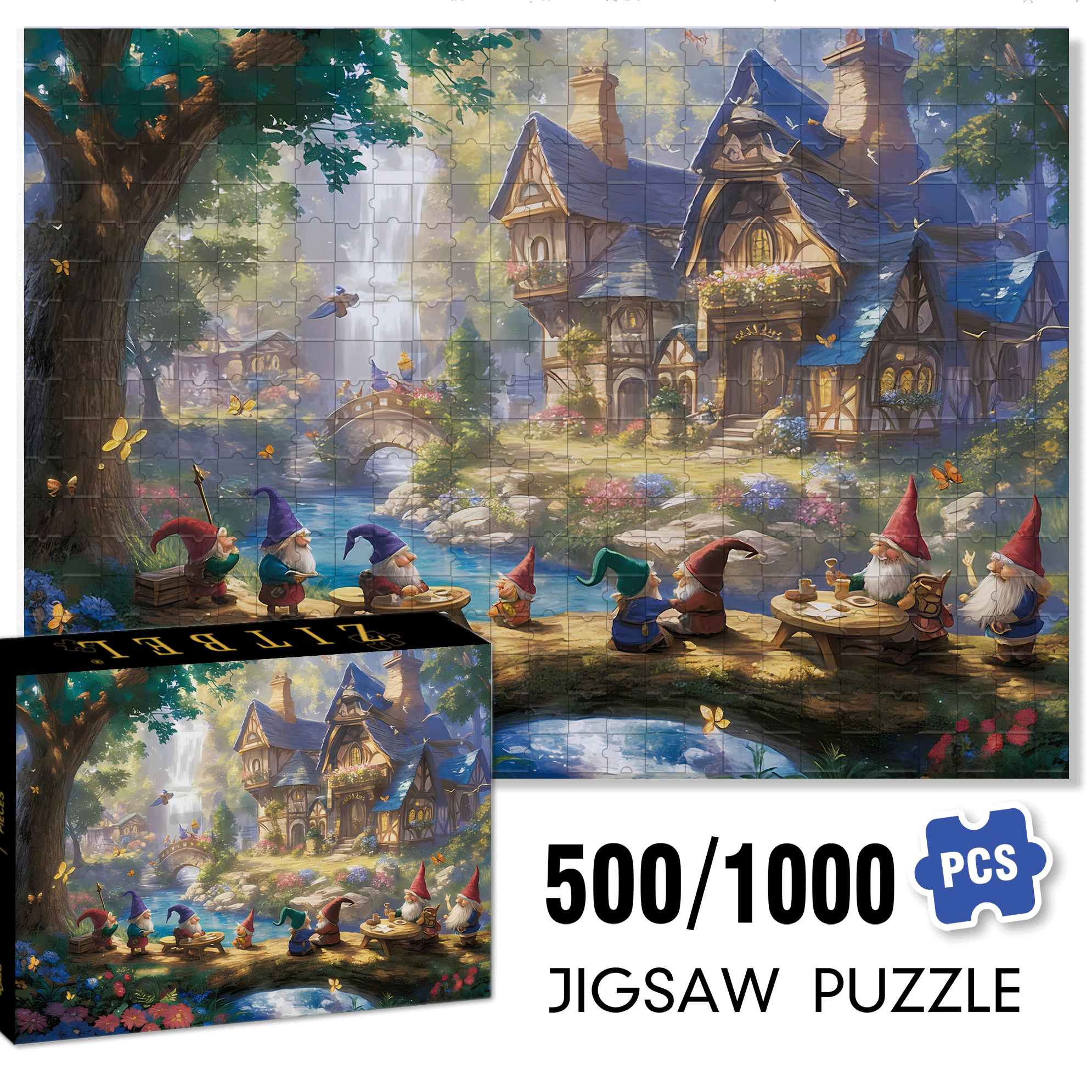 Dwarves In Fairy Tales 500pcs/1000pcs Jigsaw Puzzle, Scratch-Resistant, Interactive Family Game & Brain-Boosting DIY Decor, Perfect for Halloween, Christmas & New Year Gifts, Family Puzzle Game