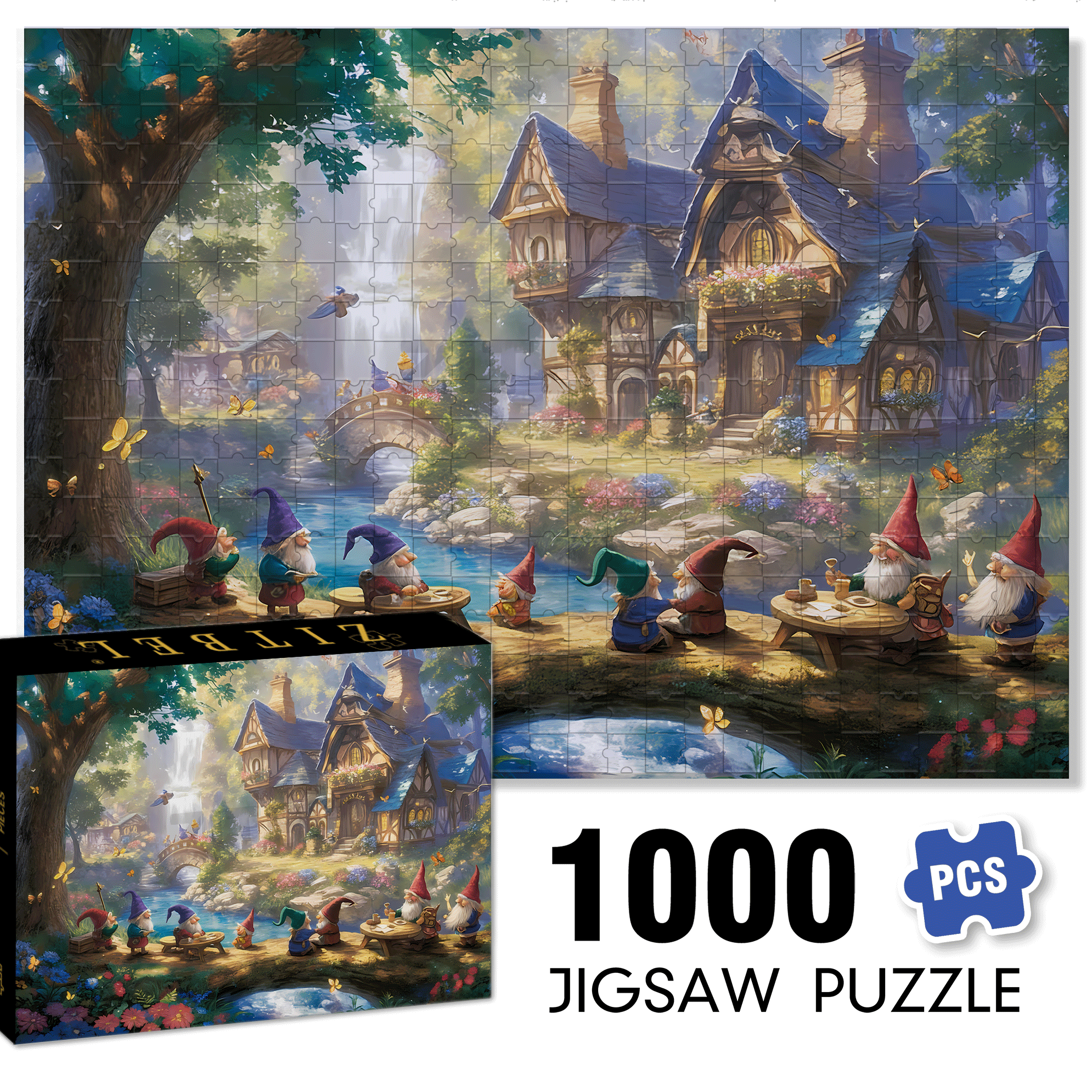 Dwarves In Fairy Tales 500pcs/1000pcs Jigsaw Puzzle, Scratch-Resistant, Interactive Family Game & Brain-Boosting DIY Decor, Perfect for Halloween, Christmas & New Year Gifts, Family Puzzle Game