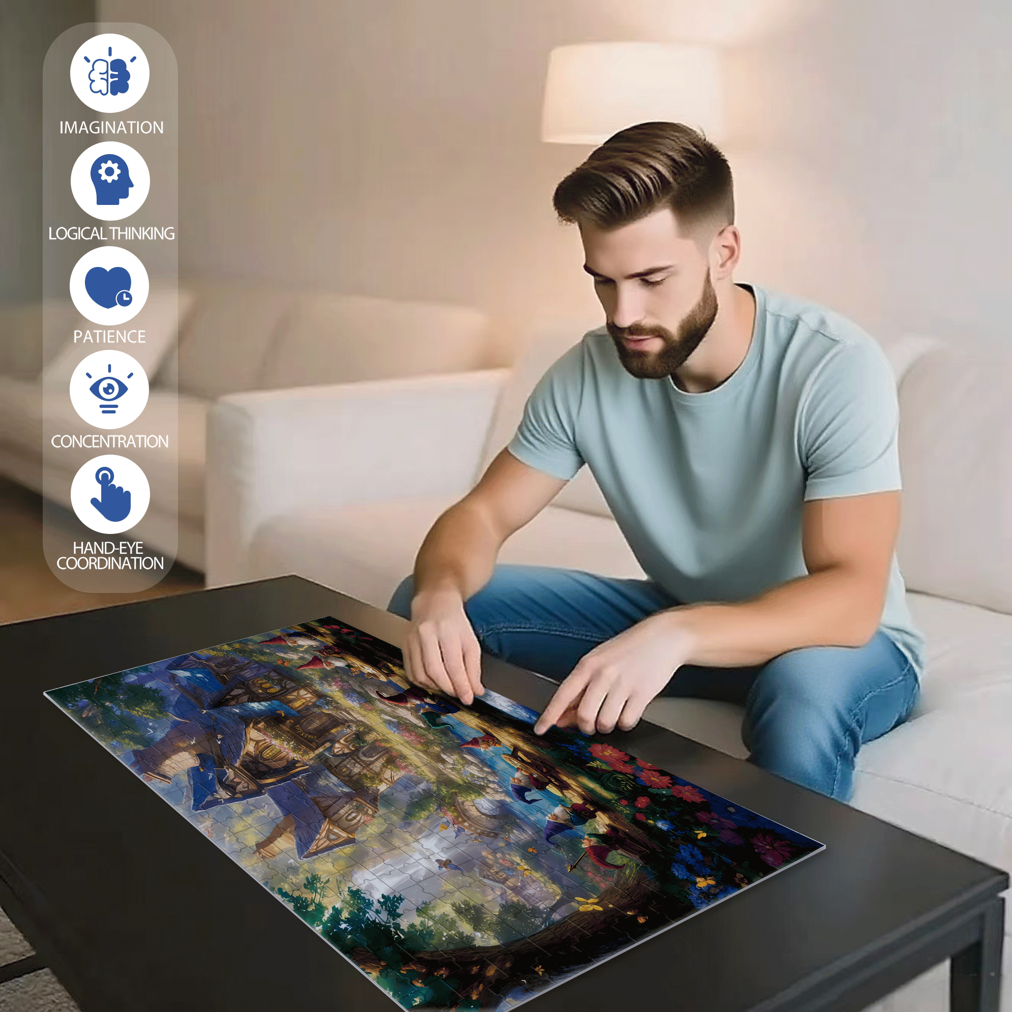 Dwarves In Fairy Tales 500pcs/1000pcs Jigsaw Puzzle, Scratch-Resistant, Interactive Family Game & Brain-Boosting DIY Decor, Perfect for Halloween, Christmas & New Year Gifts, Family Puzzle Game