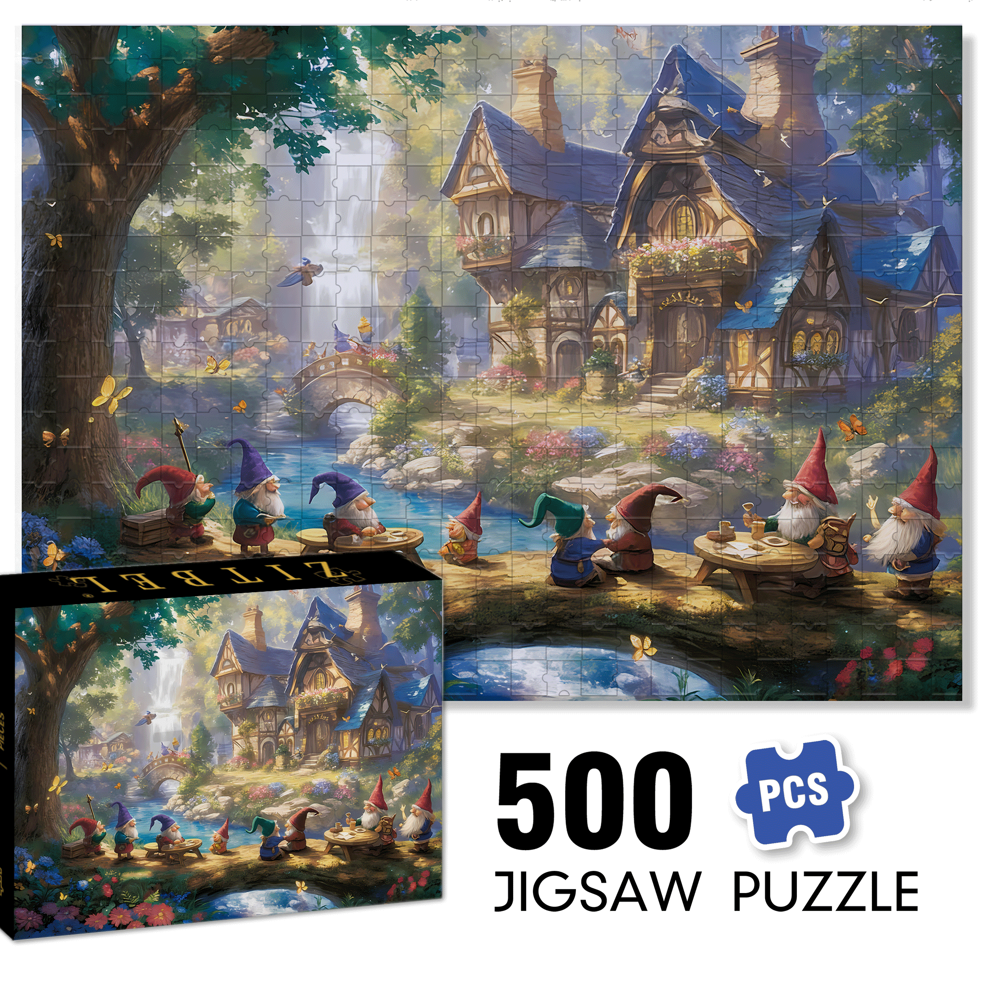 Dwarves In Fairy Tales 500pcs/1000pcs Jigsaw Puzzle, Scratch-Resistant, Interactive Family Game & Brain-Boosting DIY Decor, Perfect for Halloween, Christmas & New Year Gifts, Family Puzzle Game
