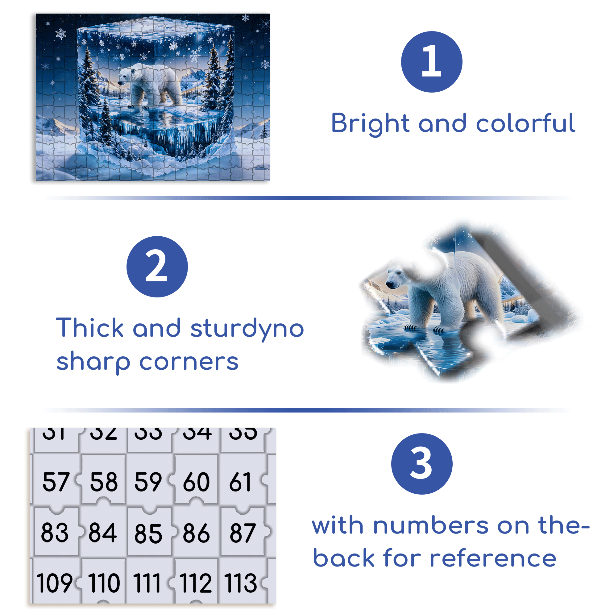 Encased Polar Bear 500pcs/1000pcs Jigsaw Puzzle, Scratch-Resistant, Interactive Family Game & Brain-Boosting DIY Decor, Perfect for Halloween, Christmas & New Year Gifts, Family Puzzle Game
