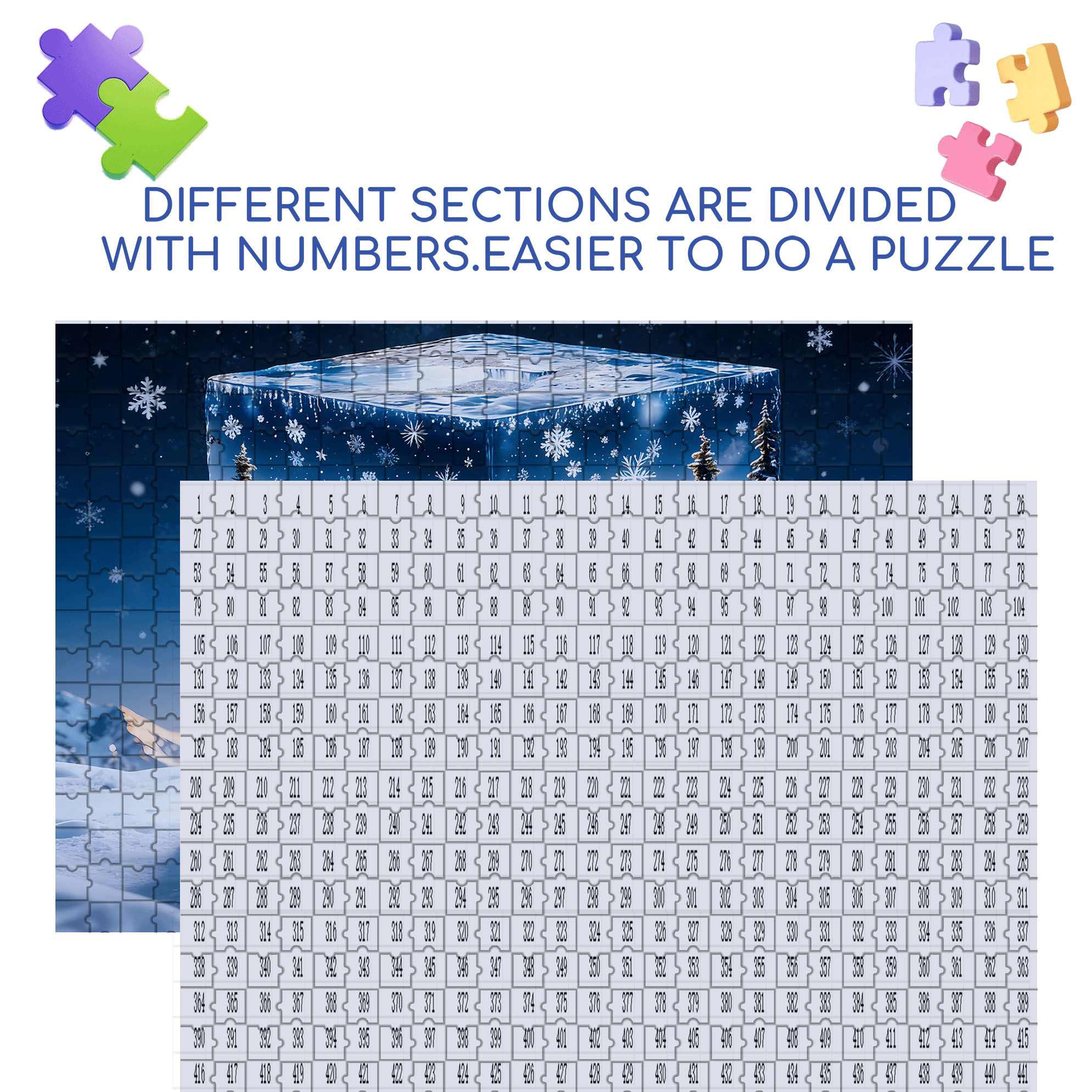 Encased Polar Bear 500pcs/1000pcs Jigsaw Puzzle, Scratch-Resistant, Interactive Family Game & Brain-Boosting DIY Decor, Perfect for Halloween, Christmas & New Year Gifts, Family Puzzle Game