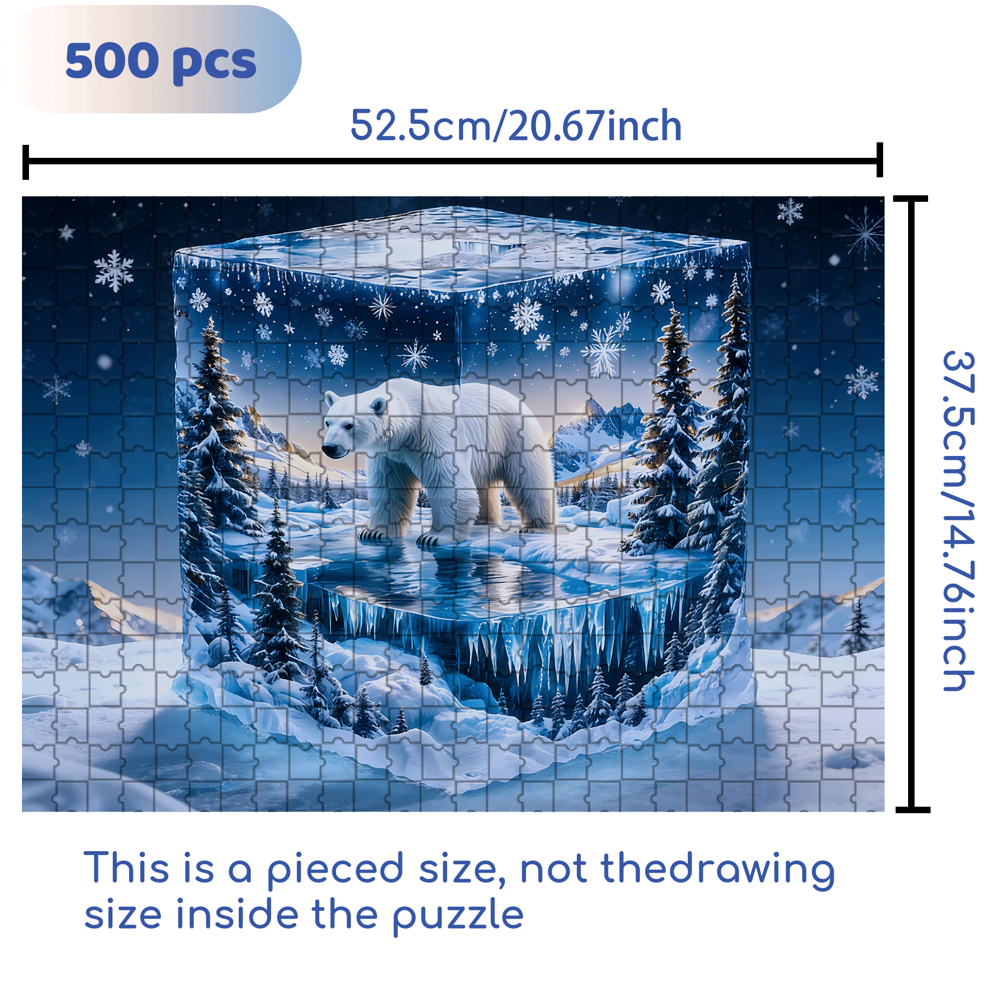 Encased Polar Bear 500pcs/1000pcs Jigsaw Puzzle, Scratch-Resistant, Interactive Family Game & Brain-Boosting DIY Decor, Perfect for Halloween, Christmas & New Year Gifts, Family Puzzle Game