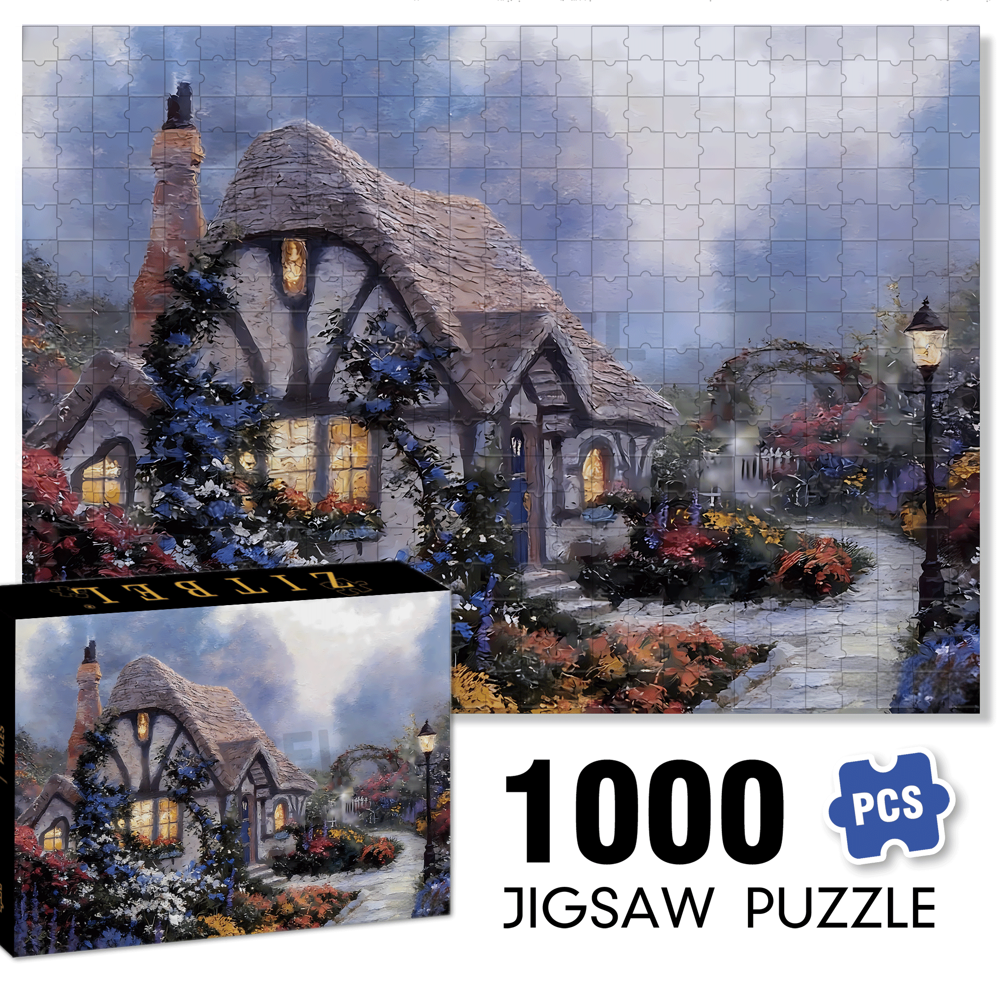 Featuring A Cozy Cabin 500pcs/1000pcs Jigsaw Puzzle, Scratch-Resistant, Interactive Family Game & Brain-Boosting DIY Decor, Perfect for Halloween, Christmas & New Year Gifts, Family Puzzle Game